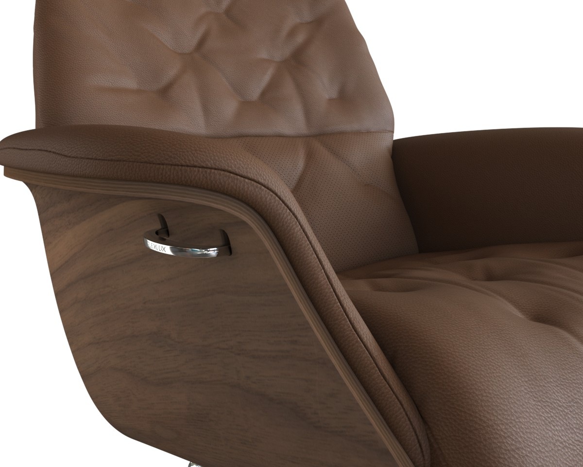 FLEXLUX Relaxsessel »Volden, Funktionsessel, Polstersessel, Armlehnen-, TV-Fernsehsessel«, Rücken- und Kopfteilverstellung, Drehbar, Fuß Alu, Armlehne Walnuss