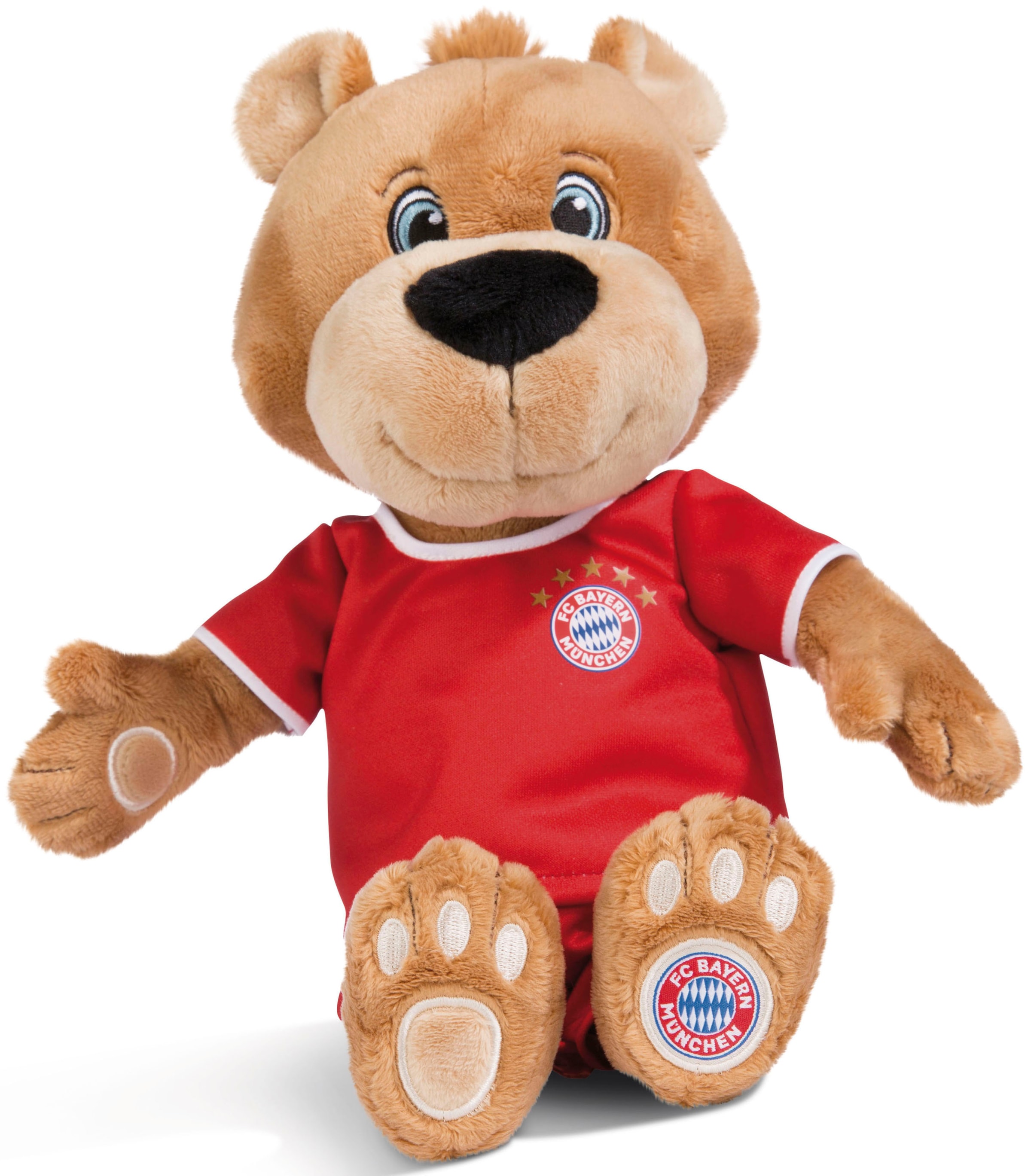 Nici Kuscheltier »FC BAYERN MÜNCHEN Bär Berni mit Trikot, 35 cm«, enthält recyceltes Material (Global Recycled Standard)