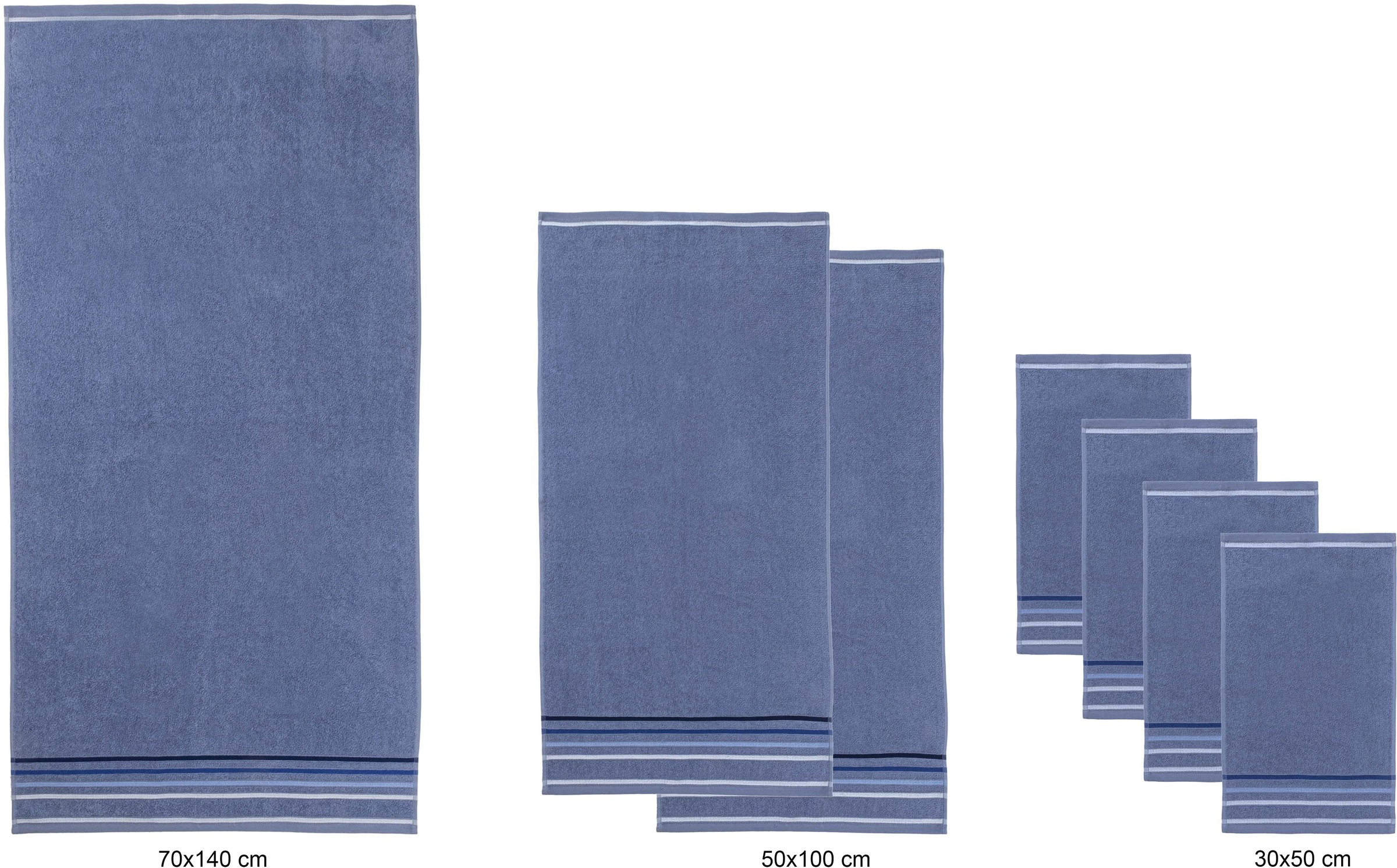 my home Handtuch Set »Niki, Duschtuch, Handtücher und Gästetücher« Set Walkfrottee Handtücher mit mehrfarbiger Streifenbordüre, weich, aus 100% Baumwolle