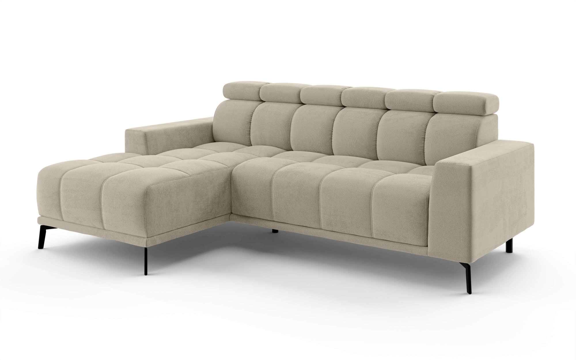 INOSIGN Ecksofa »CAZIE, Designsofa, L-Form, trendige Bubble-Optik,«, elektrische Sitztiefen-Verstellung, manuelle Kopfstützenverstellung