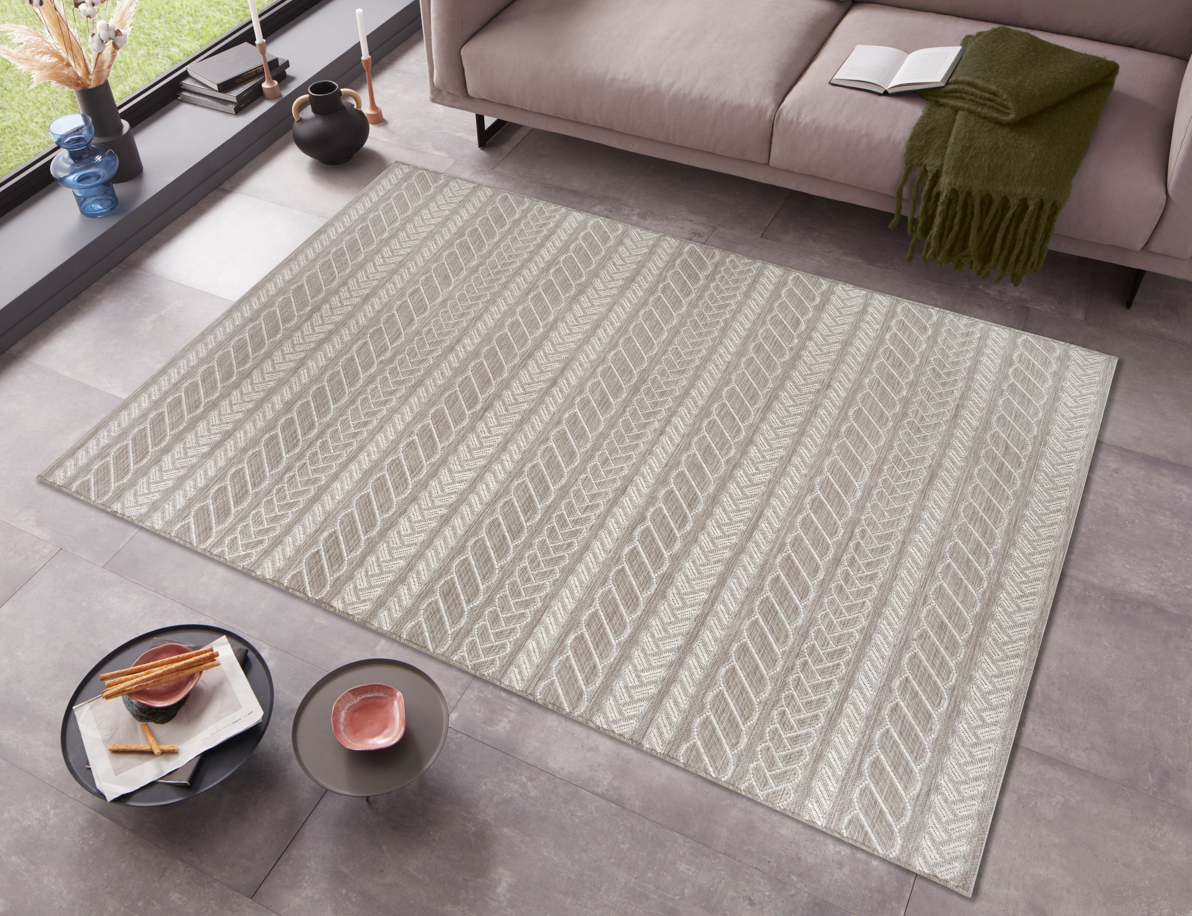 freundin Home Collection Designteppich »Somba«, rechteckig, 4 mm Höhe, Flachgewebe Makramee Optik, Robust, Pflegeleicht