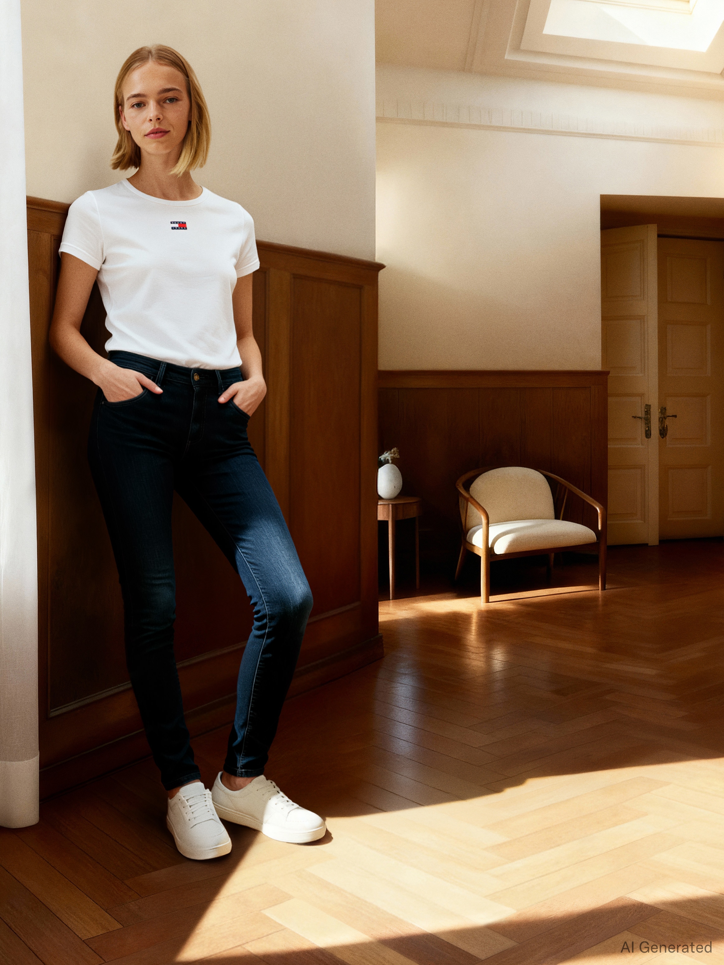 Tommy Jeans Mom-Jeans »High waist - Mom-Jeans Tapered« mit Logo-Badge, Logostickerei