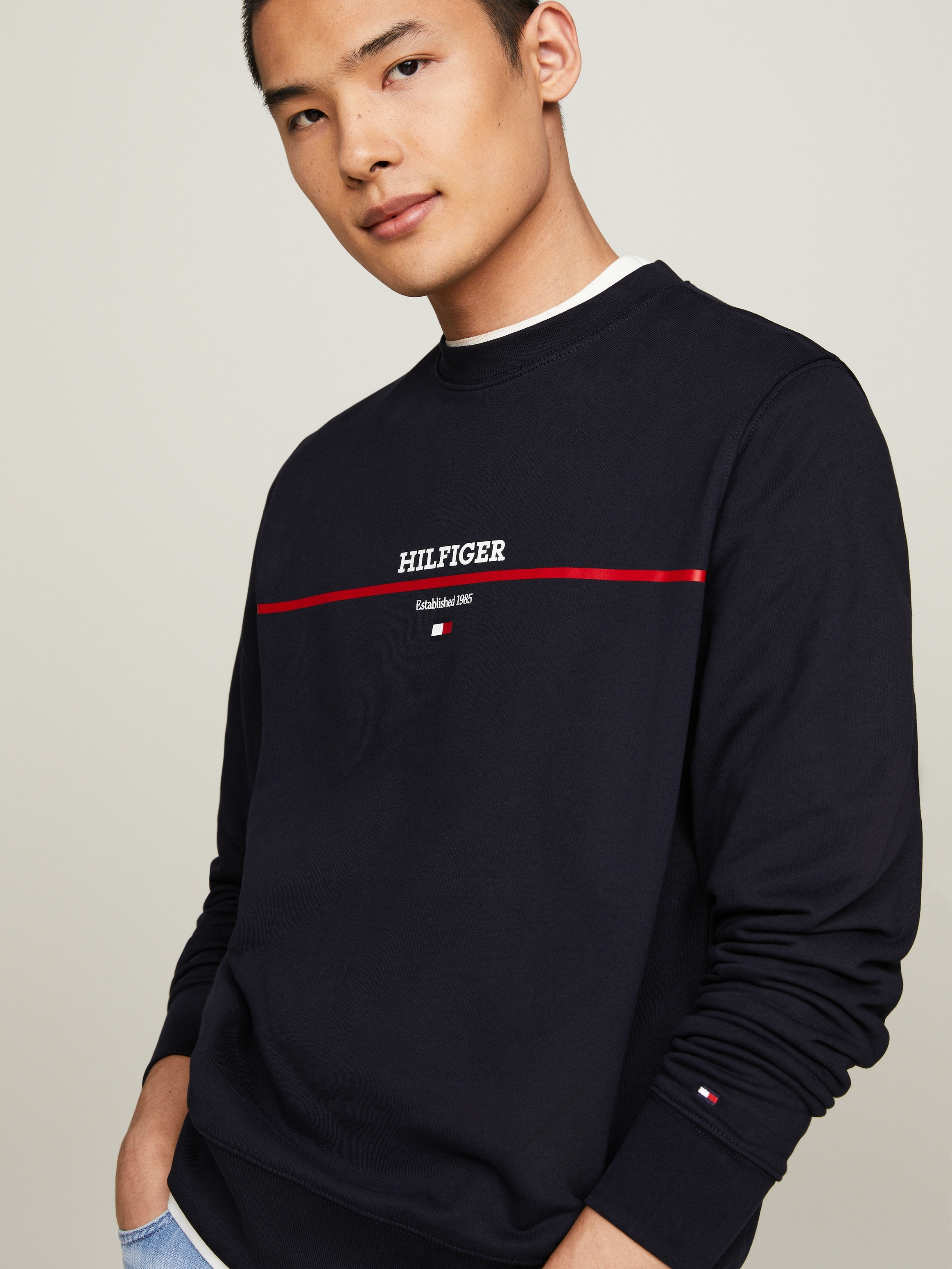 Tommy Hilfiger Sweatshirt HILFIGER STRIPE TERRY SWEATSHIRT günstig online kaufen