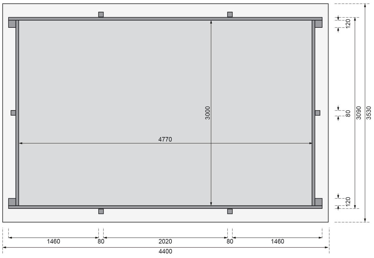 Karibu Rechteckpool »Malta BxLxH: 353x530x124 cm«, (Set, 5 tlg.), 44 mm starke kesseldruckimprägnierte Holzbohlen aus Fichtenholz