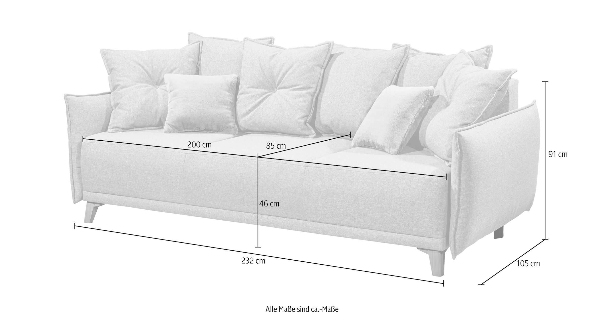 ED EXCITING DESIGN Schlafsofa »Pamplona«, mit Bettfunktion, Bettkasten, Rücken- und Zierkissen, frei im Raum