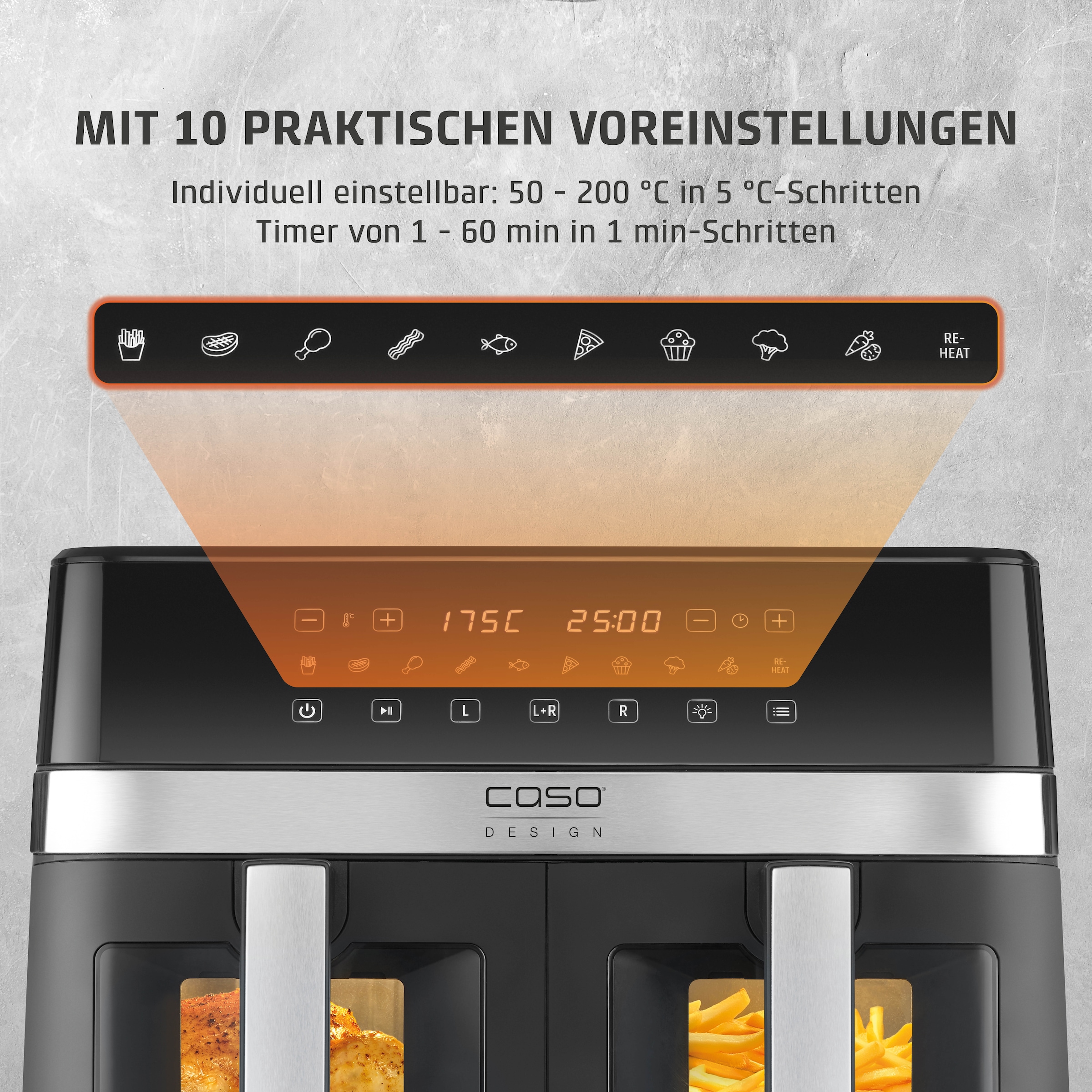 Caso Heißluftfritteuse »3186 Design AirFry DuoChef«, 2200 W, Fassungsvermögen 0 l