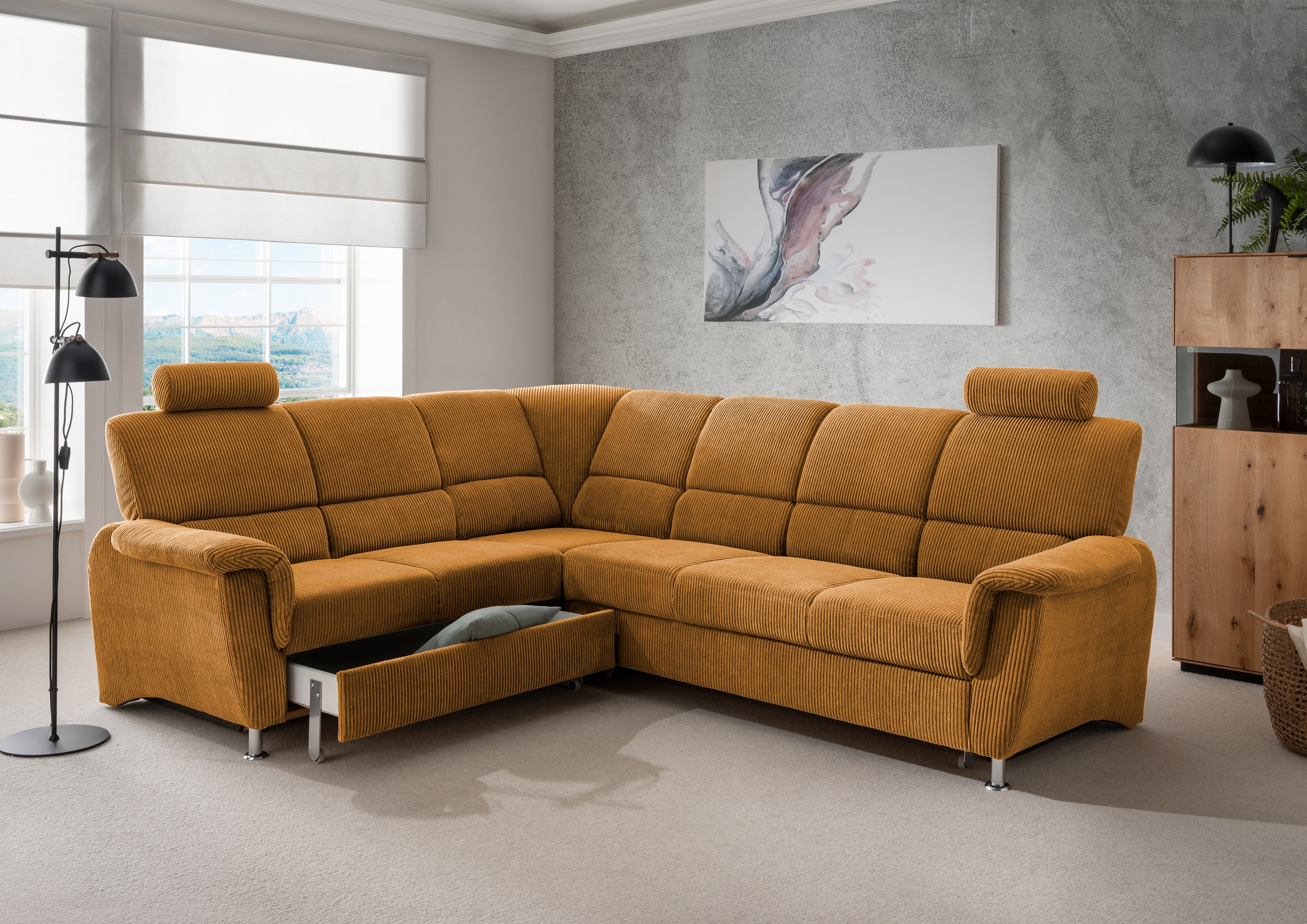 Home affaire Ecksofa "Pisa L-Form, mit Schlaffunktion, Stauraum, 2x höhenve günstig online kaufen