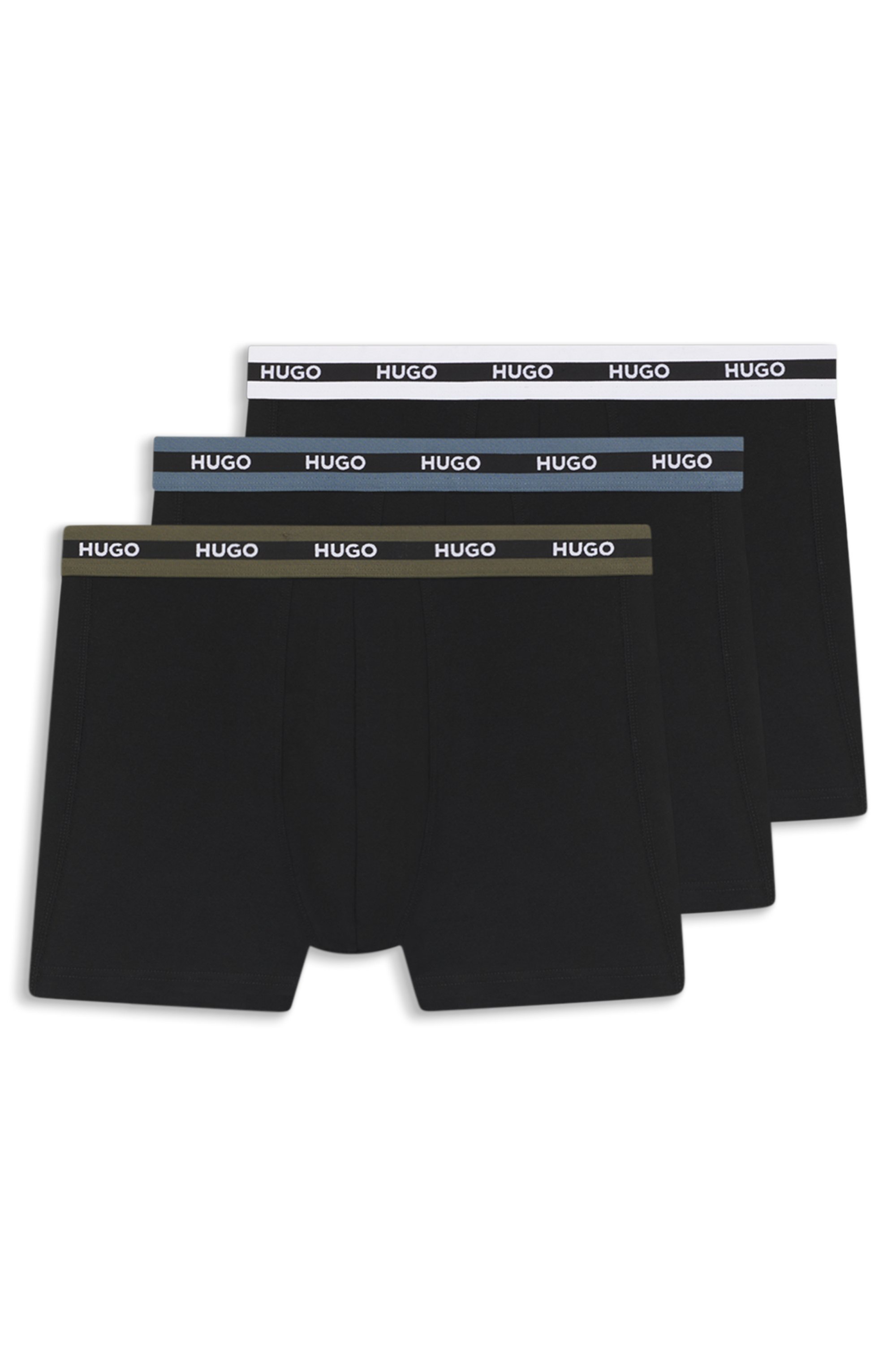 HUGO Underwear Trunk »BOXERBR TRIPL PLANET« kontrastfarbener Bund mit Logo