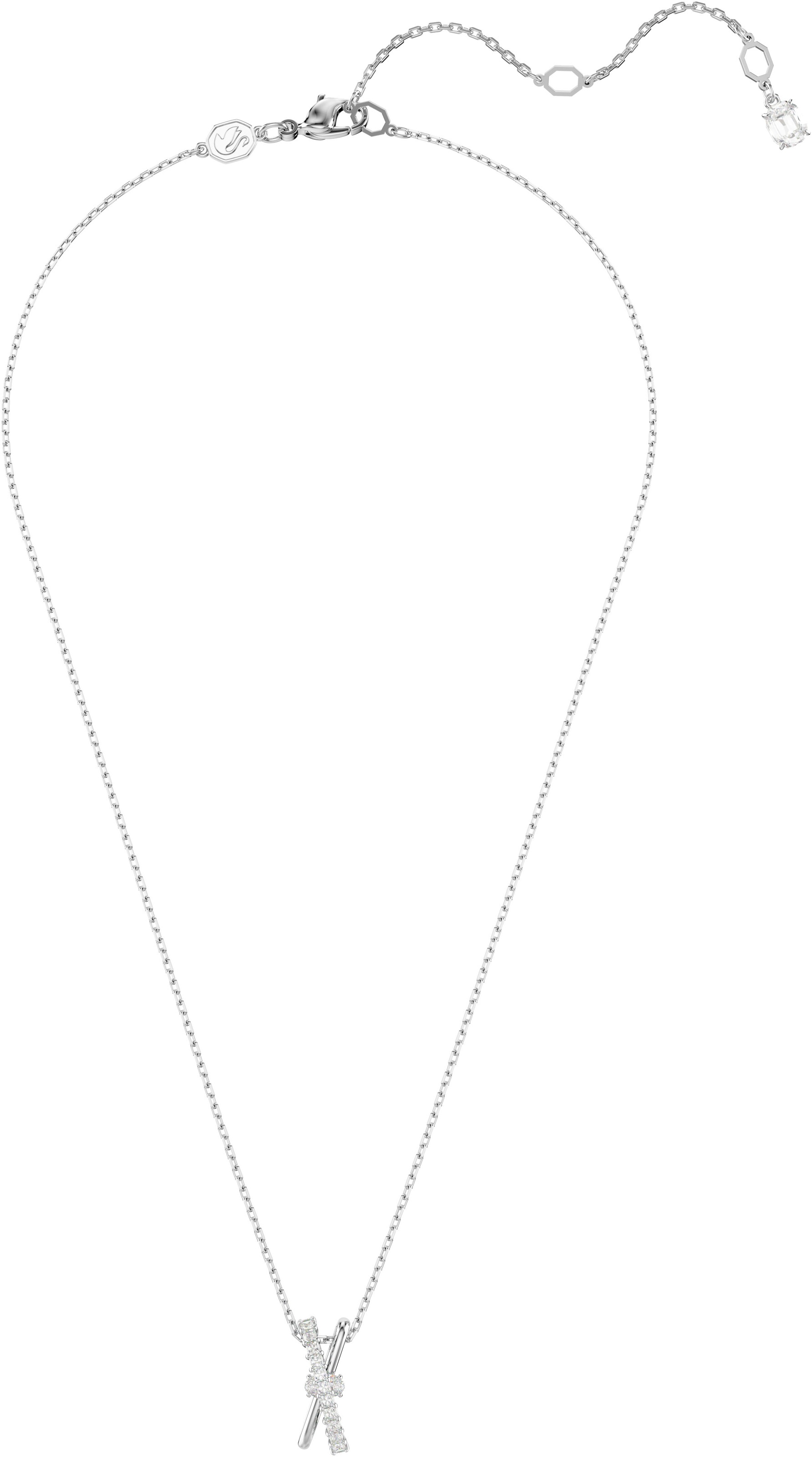 Kette mit Anhänger SWAROVSKI "Schmuck Geschenk Halskette Hyperbola Twist", silber (metallfarben, kristallweiß), Halsketten, Damen, Metall, L: 45, mit Swarovski Zirkonia (synth.) 7