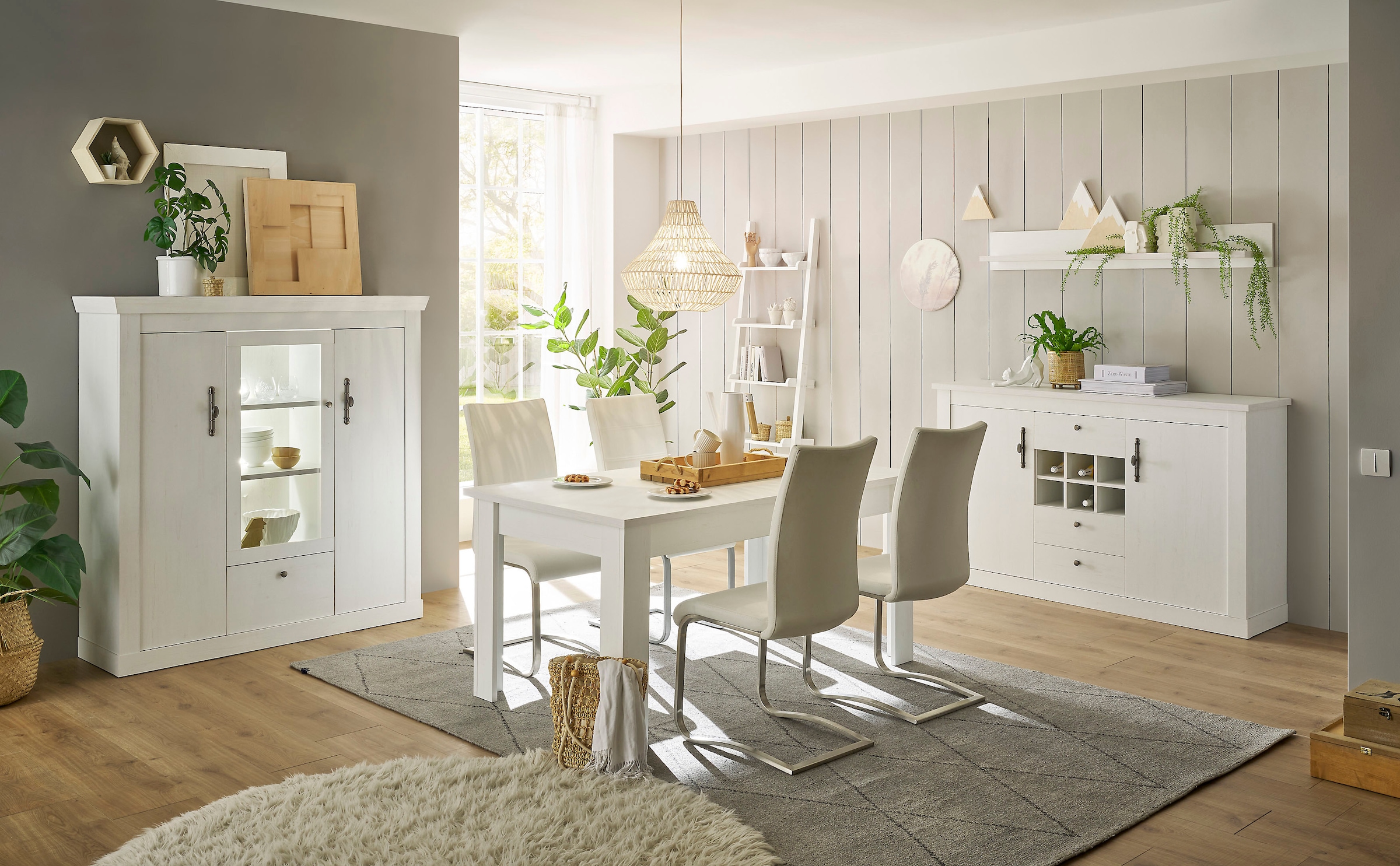 Home affaire Wohnwand "RAVENNA" 4 Stk. tlg. im romantischen Landhausstil, G günstig online kaufen