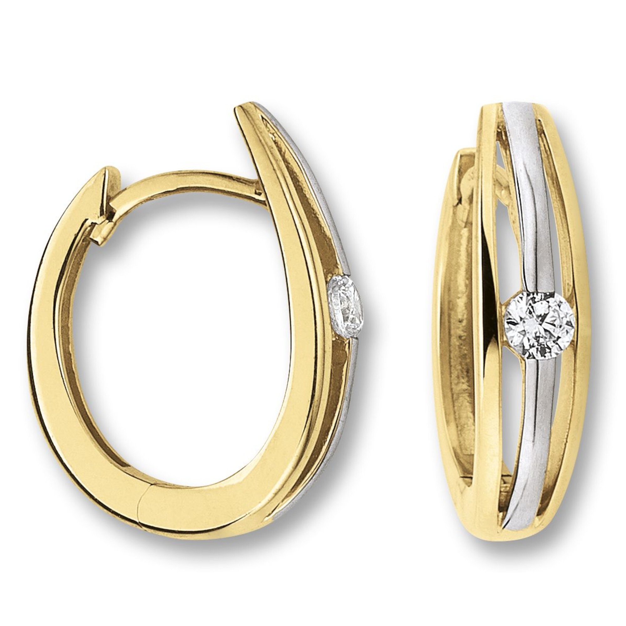 ONE ELEMENT Paar Creolen »Zirkonia Ohrringe Creolen aus 333 Gelbgold«, Damen Gold Schmuck
