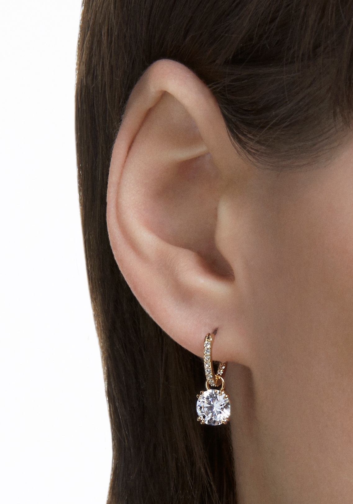 Paar Ohrhänger SWAROVSKI "Stilla Round", gold (gelbgoldfarben, kristallfarben, kristallfarben), Ohrringe, Damen, Metall, mit Swarovski Kristall - Einhänger abnehmbar 4