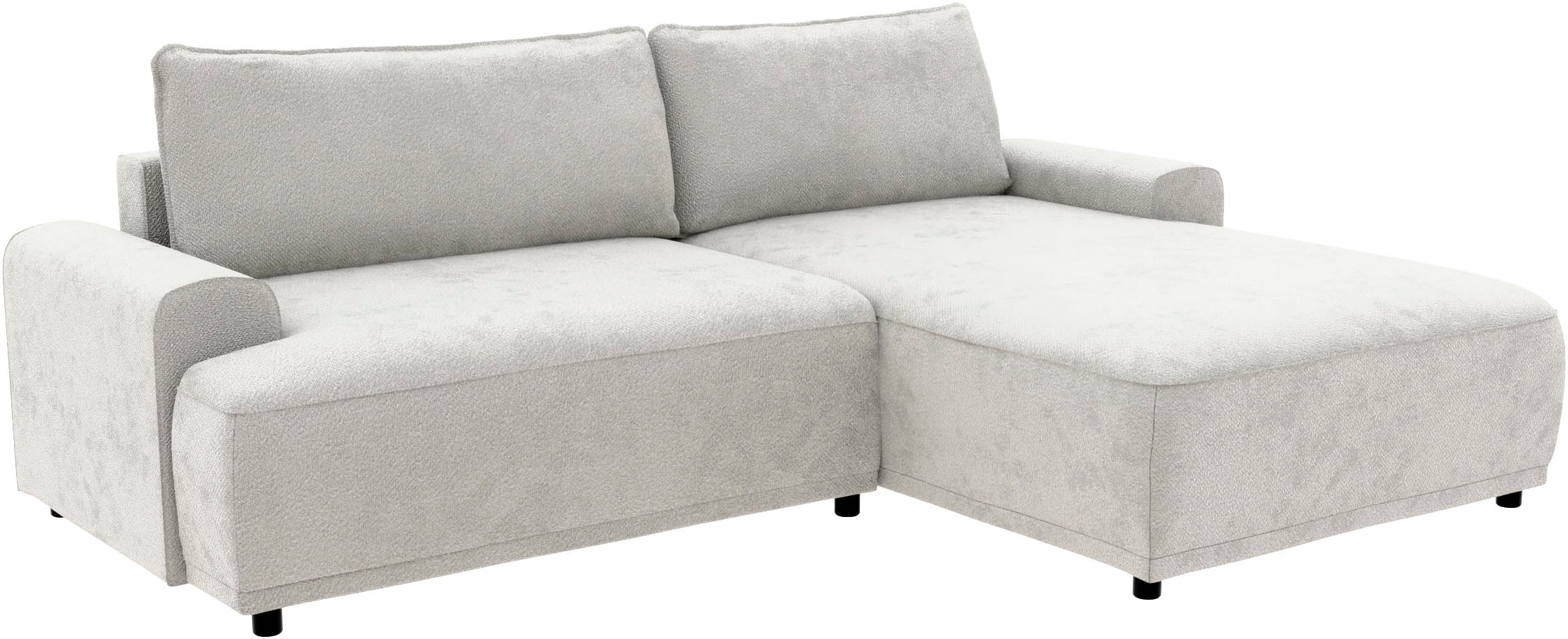 TRENDMANUFAKTUR Ecksofa »Fordon, Schlafsofa mit Bettkasten, Couch in L-Form, Breite 250 cm«, in Struktur fein LEO, haustierfreundlich, wollweiß, Recamiere rechts