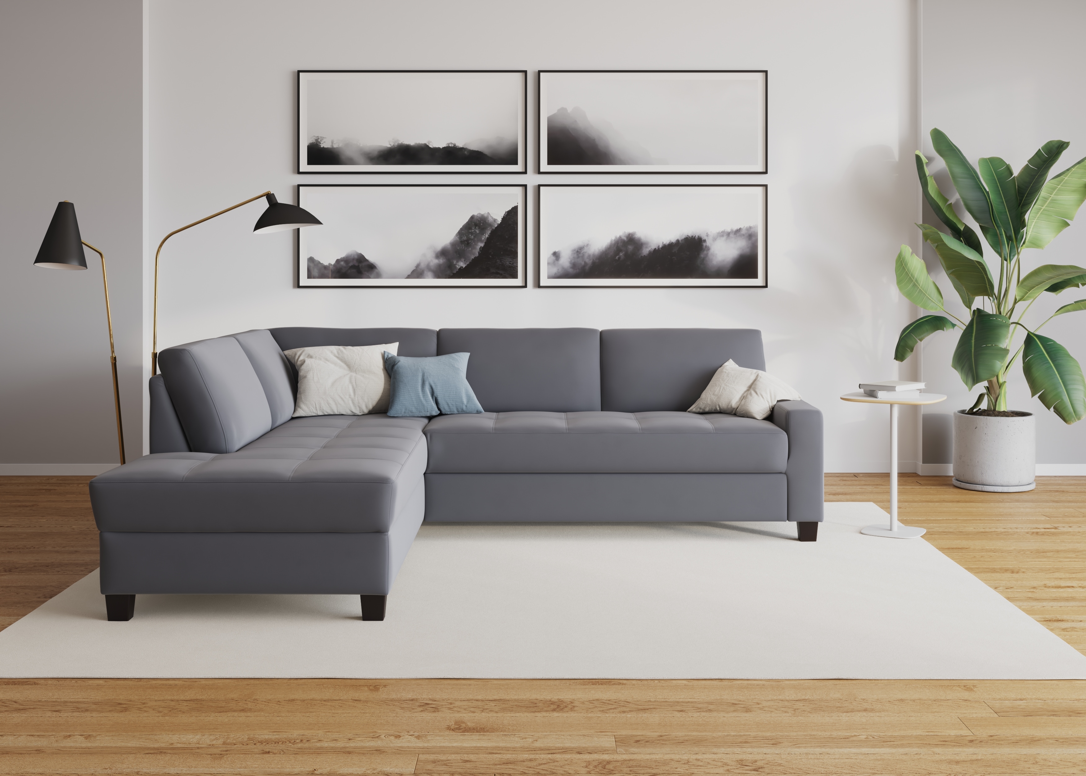 DOMO collection Ecksofa "Florentina zeitlos und elegant, Sitznähte als Designelement, L-Form" wahlweise mit Bettfunktion, mit Kontrastnaht, Komfortsitzhöhe 47cm