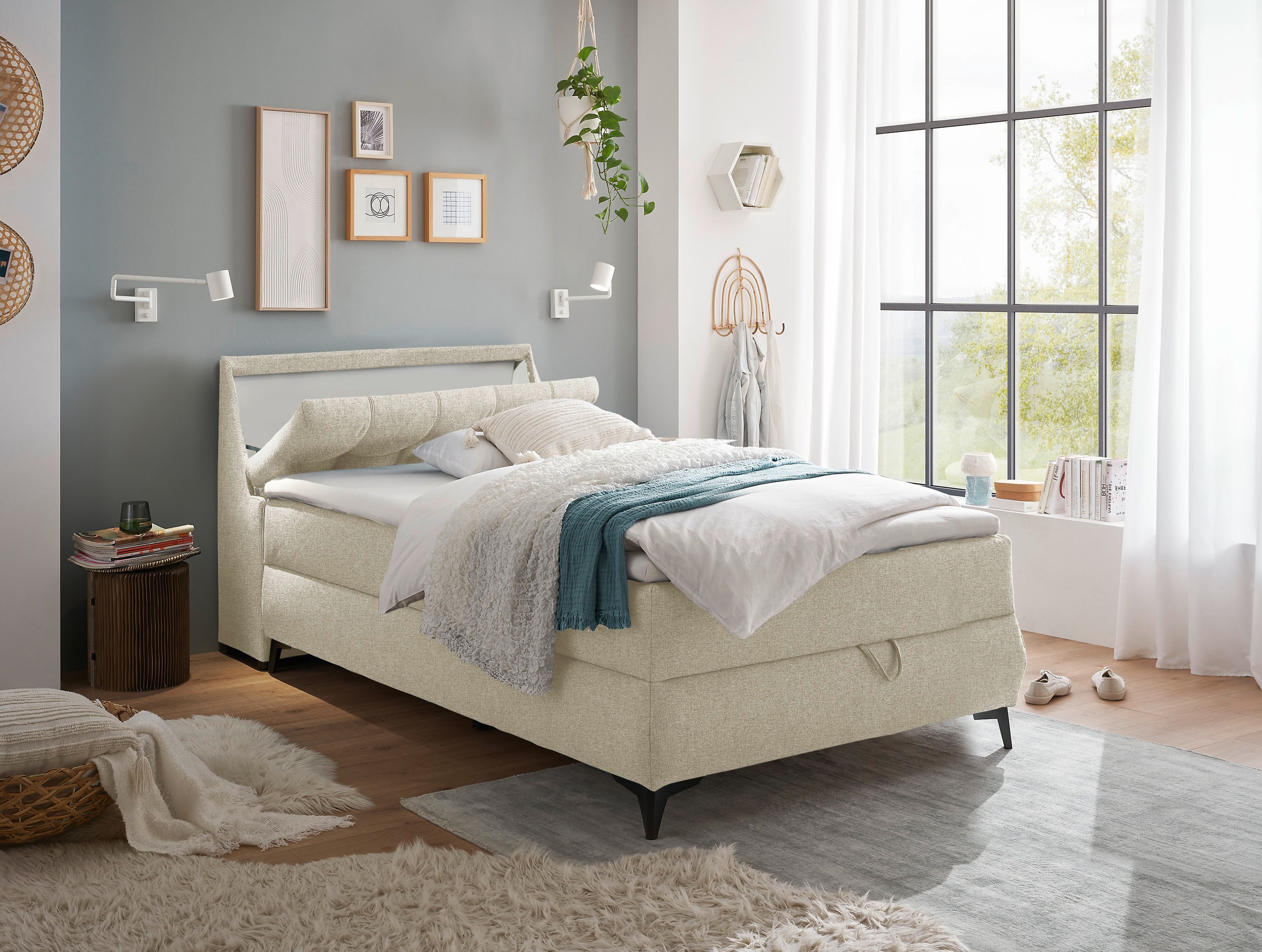 ED EXCITING DESIGN Boxbett »Atlantis«, mit Bettkasten und Stauraum im Kopfteil