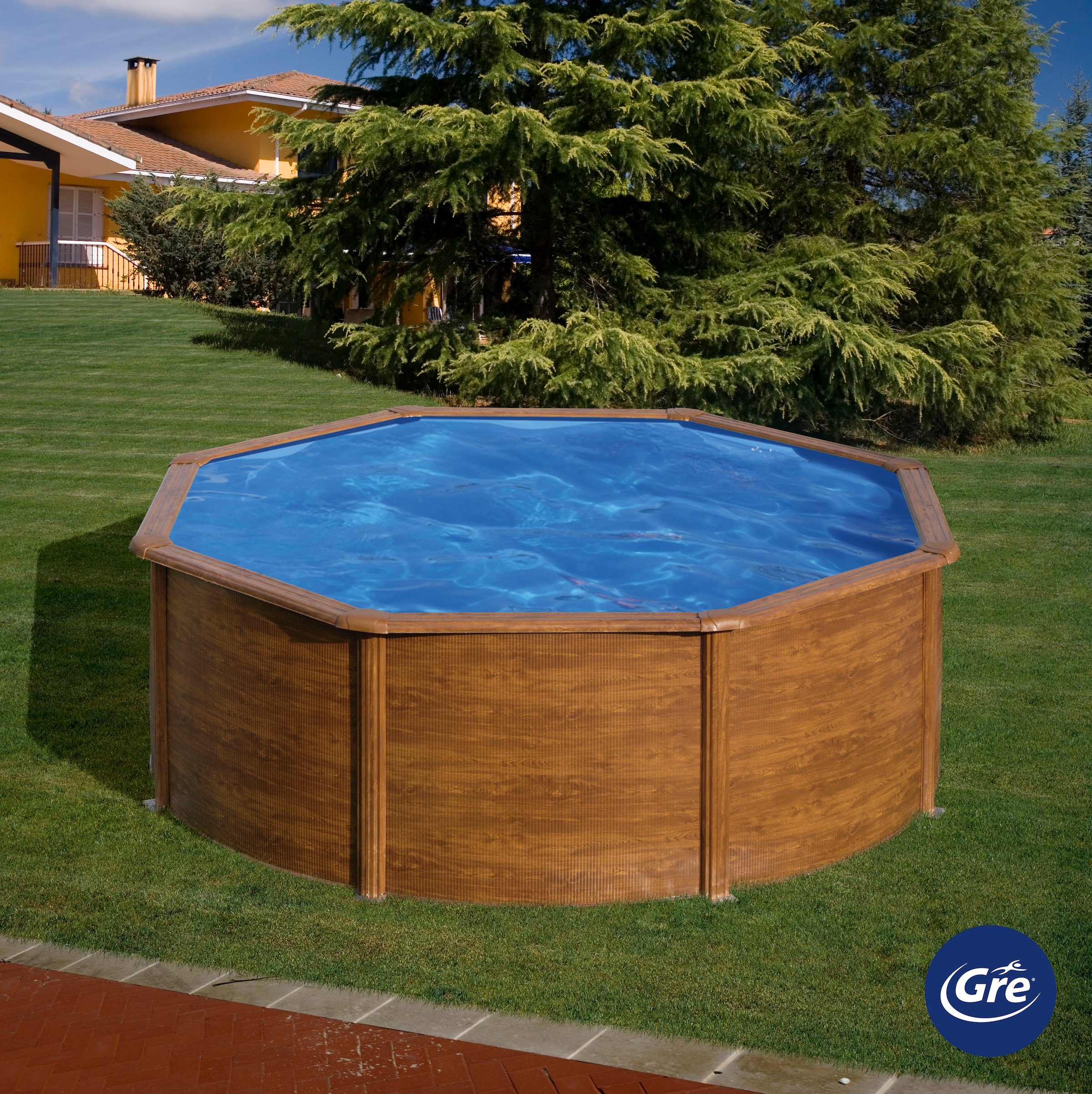 Gre Rundpool »PACIFIC in Holzoptik inkl. Zubehör«, (Set, 4 tlg.), Höhe: 120 cm, in versch. Größen erhältlich