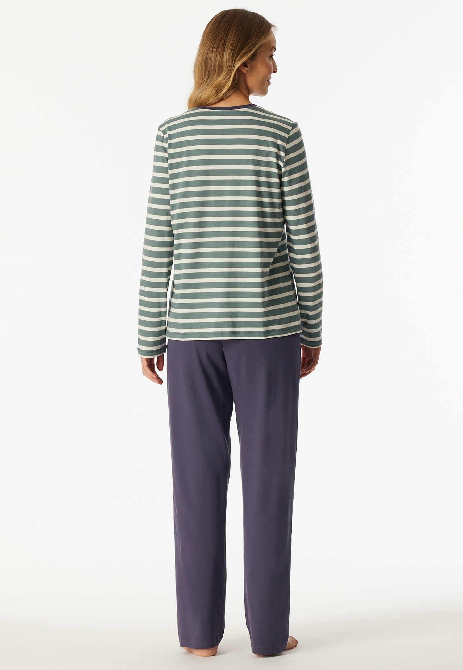 Thumbnail - Schiesser Schlafanzug "Casual Essentials" 2 tlg. Baumwolle, V-Ausschnitt, langärmelig