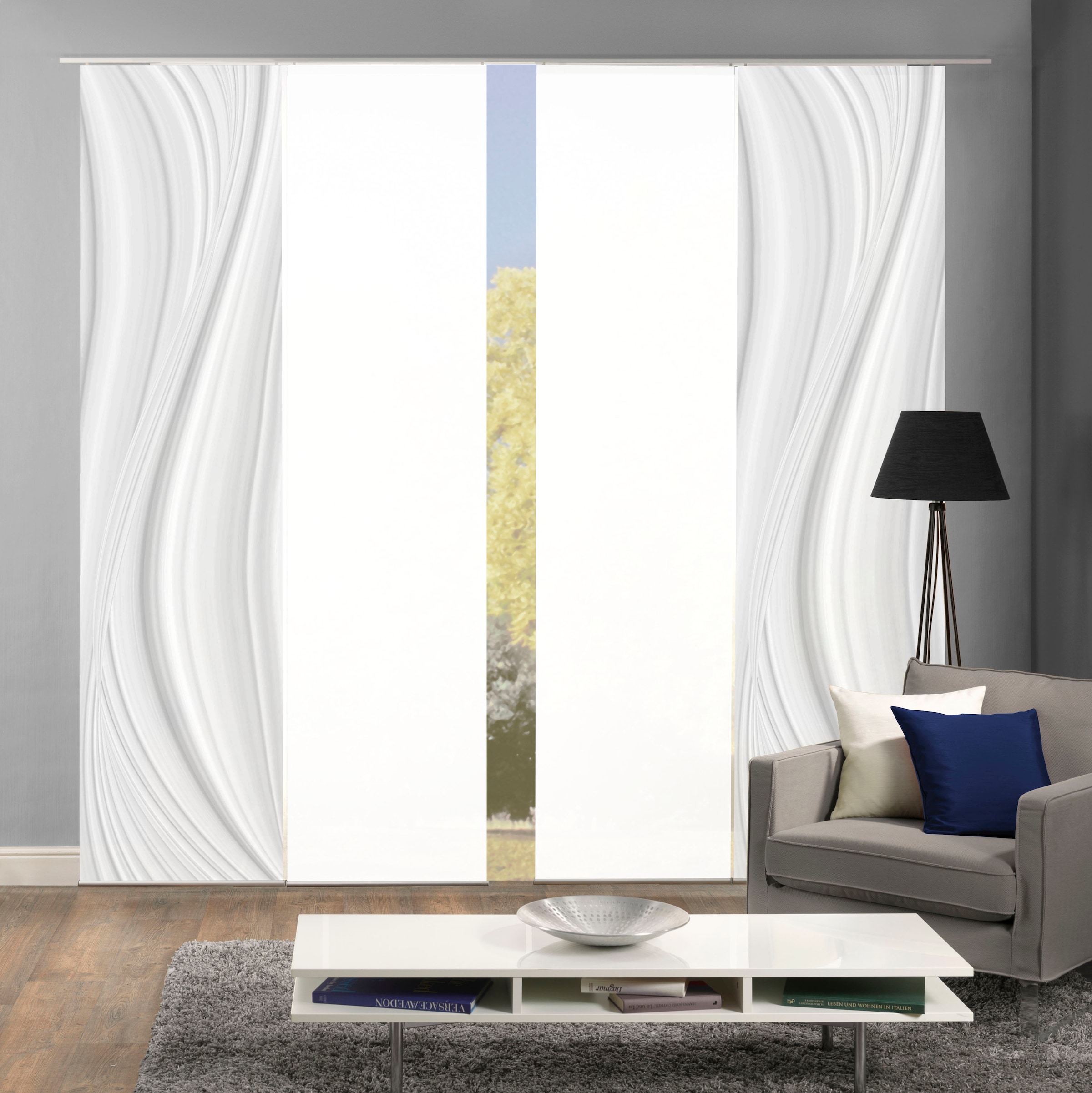 HOME WOHNIDEEN Schiebegardine "LAURINA 4er SET" Paneelwagen 4 Stk. tlg. Sch günstig online kaufen