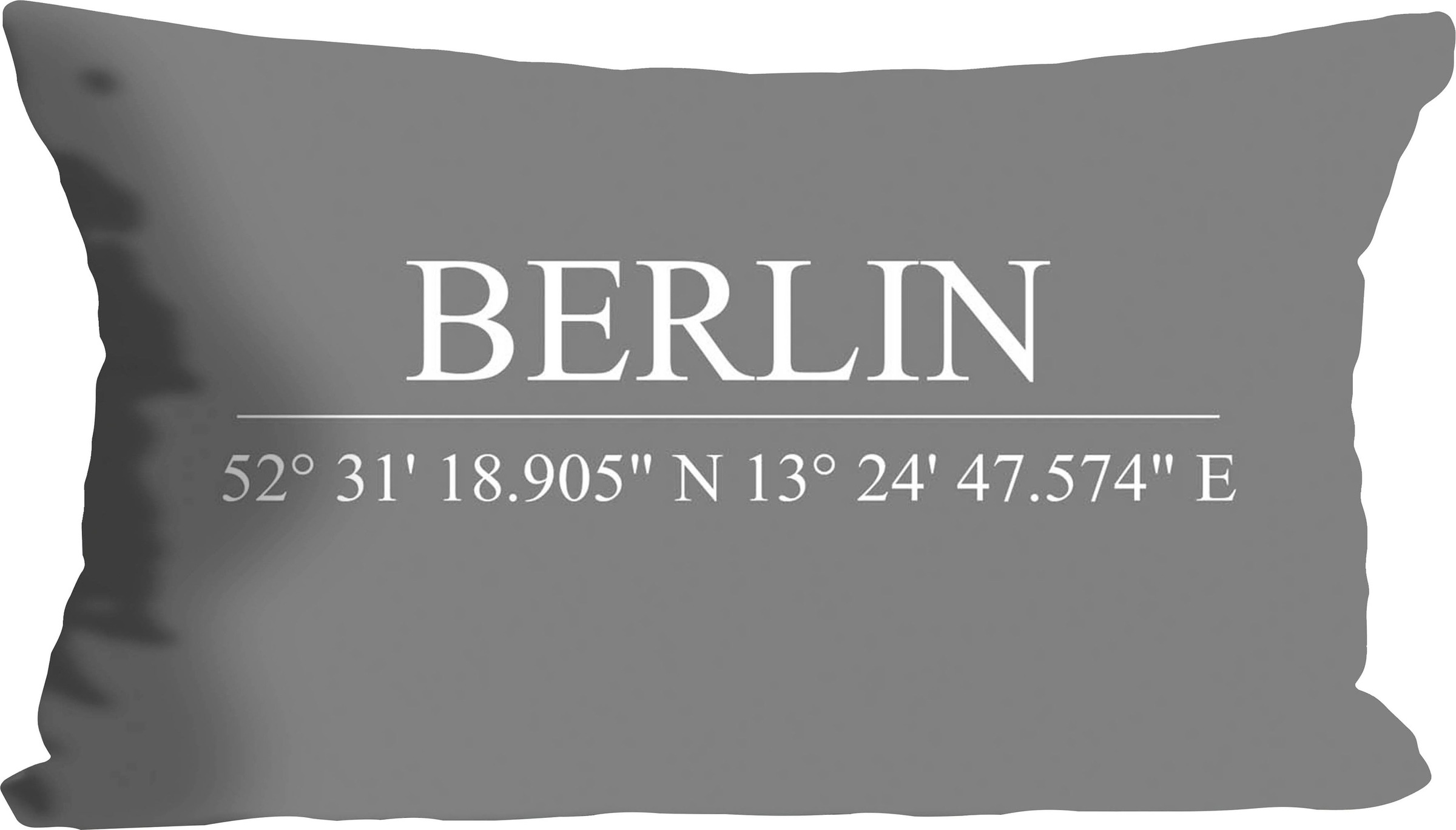 queence Dekokissen "Berlin" Kissenhülle,Grau,Berlin,Schriftzug,Koordinaten, günstig online kaufen
