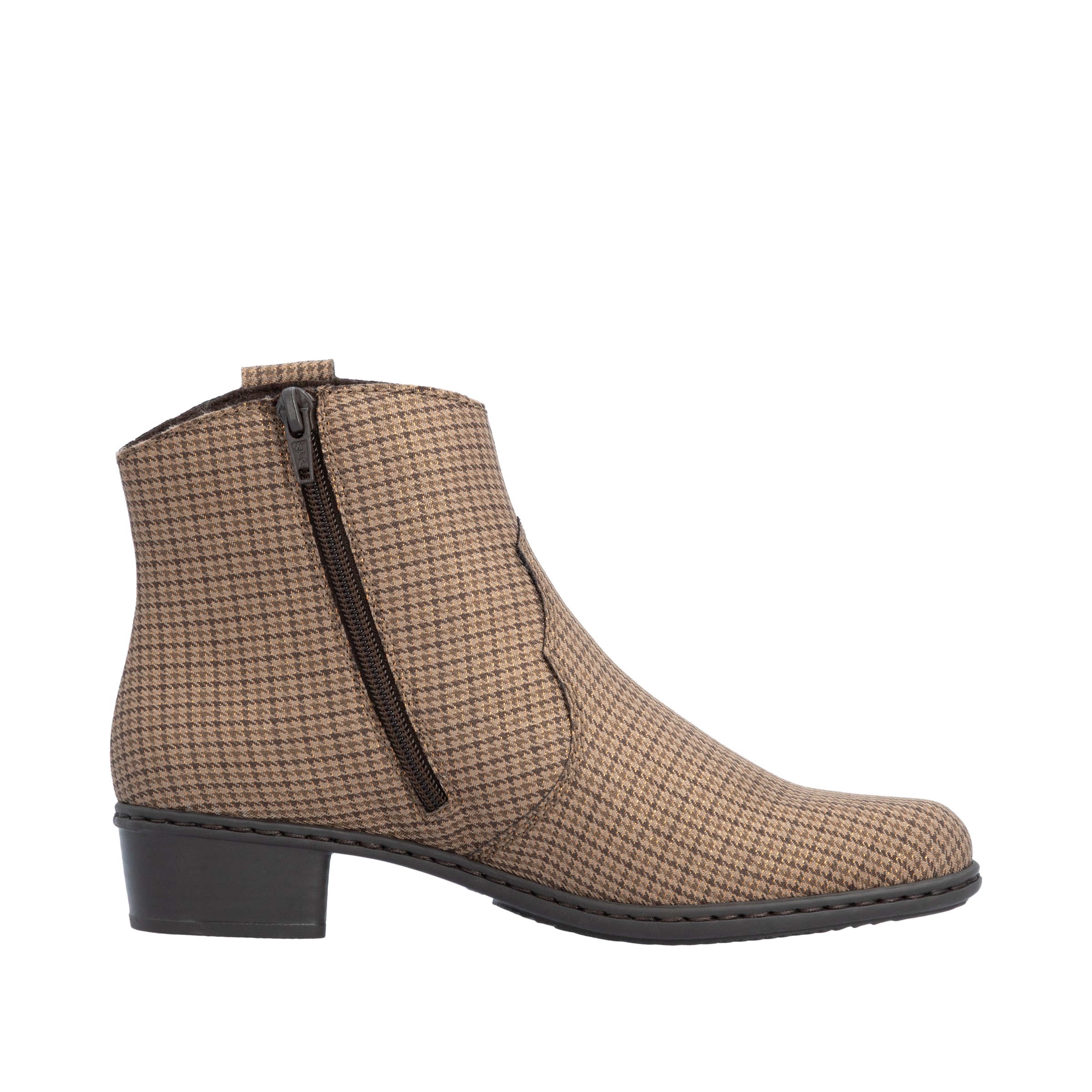 Rieker Stiefelette  in karierter Optik, mit seitlichem Reißverschluss