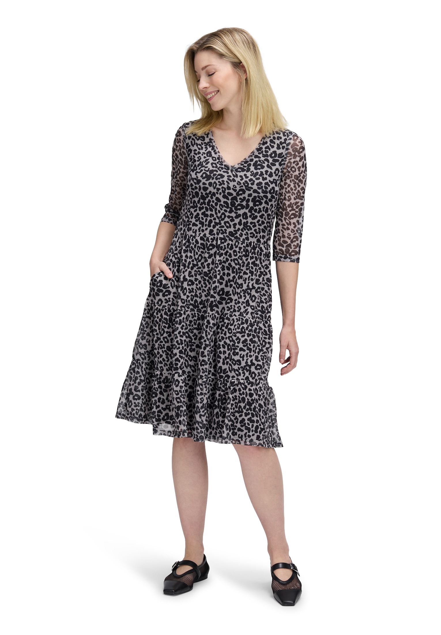 Vera Mont Damen Tiered Dress Black/Gray 36 3