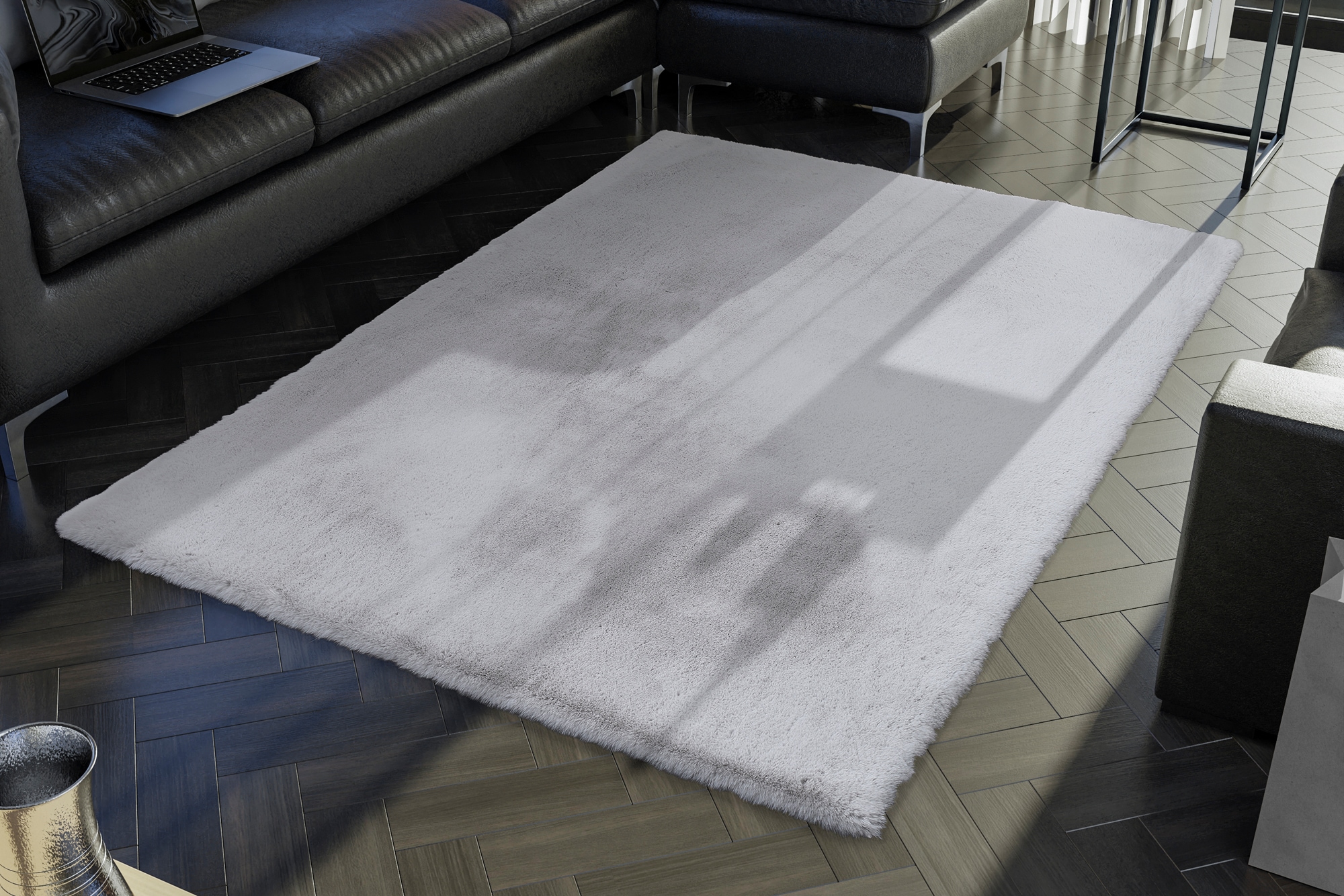 Hochflor-Teppich OCI DIE TEPPICHMARKE "ROCKY SOFT", grau, B:140cm H:35mm L:200cm, Polyester, Teppiche, Kunstfell, weich, kuschelig, maschinell gewebt, Kaninchen Haptik