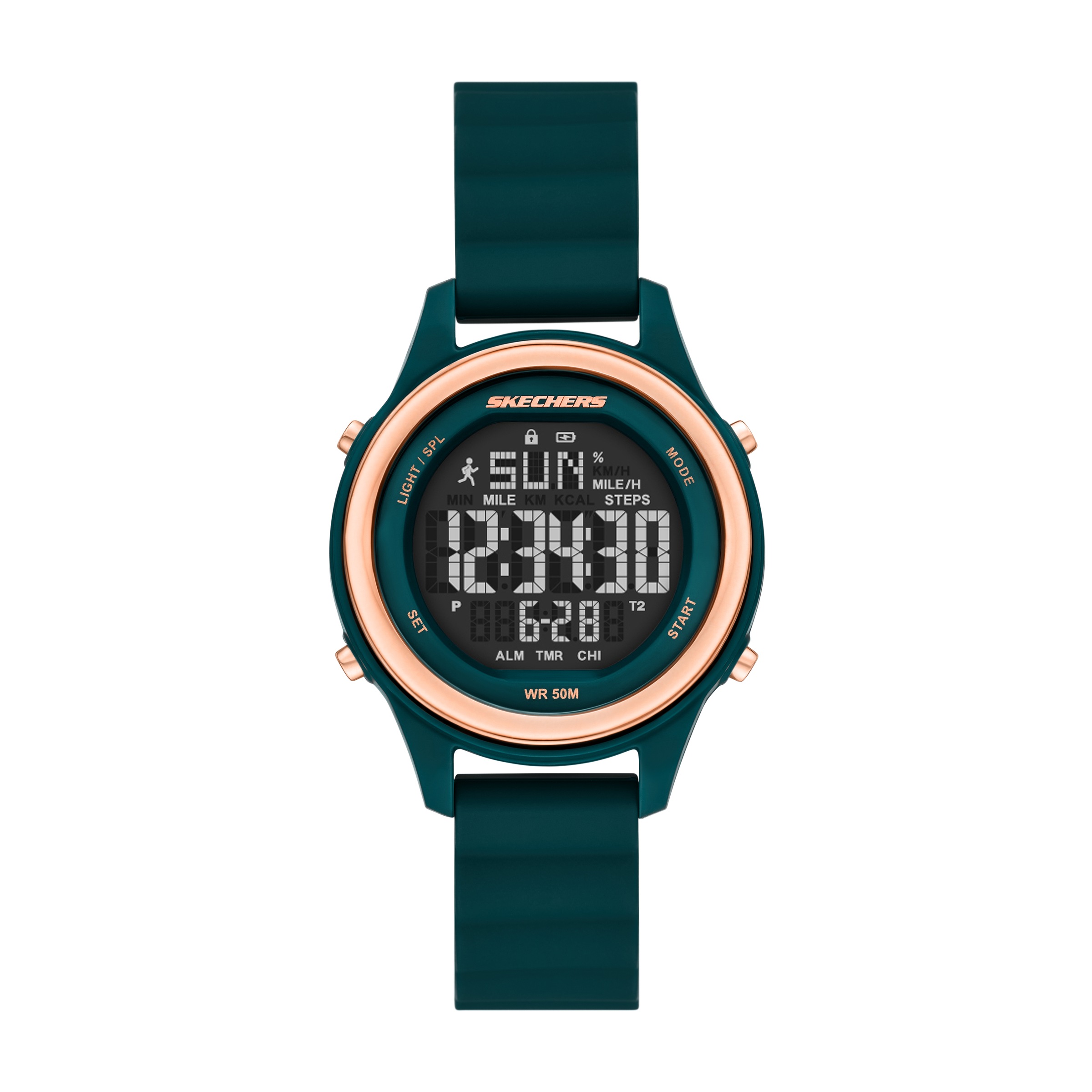 SKECHERS Damen Chronograph "FAIRHAVEN"grün, Armbanduhren, Quarzuhr, Armbanduhr, Damenuhr, Silikonarmband, digital, Tag