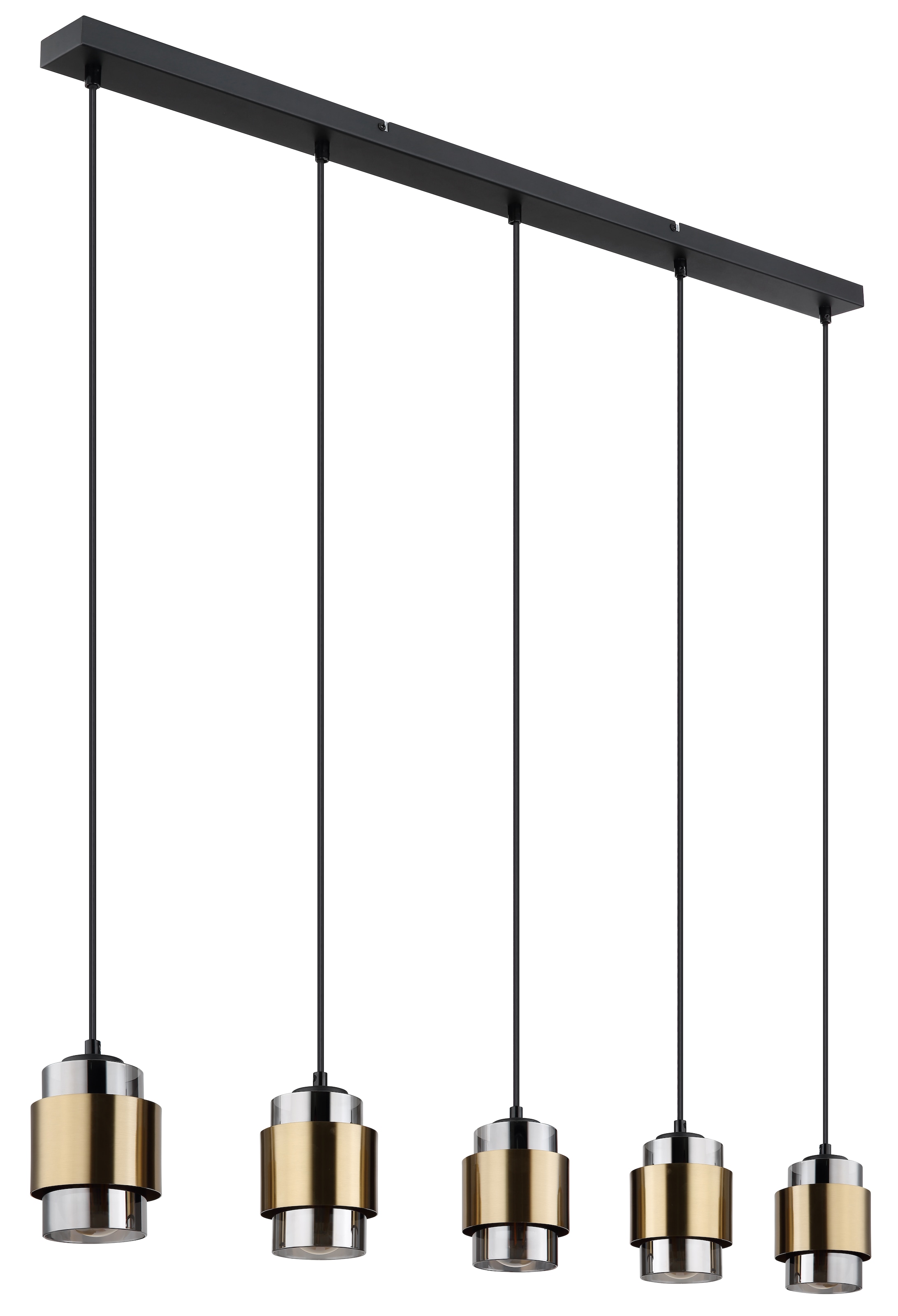 GLOBO LIGHTING Hängeleuchte »MILLEY« E27 1 Stk. Hängeleuchte Schwarz, Rauchglas, Messingring, E27