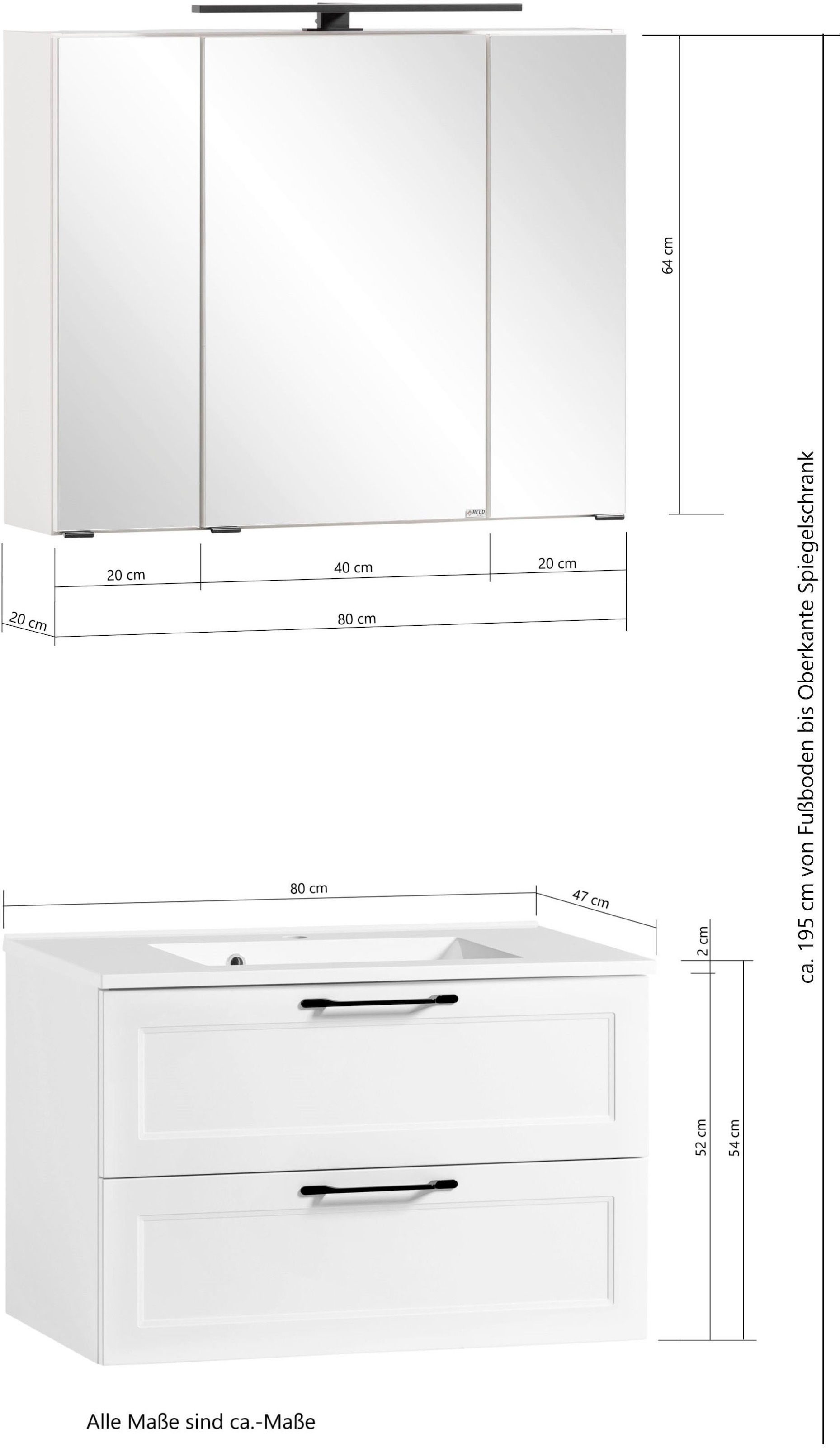welltime Badmöbel-Set »Lana«, (Komplett-Set, 2 St.), Badezimmer-Set, 2-teilig, inkl. Waschbecken, 80 cm breit