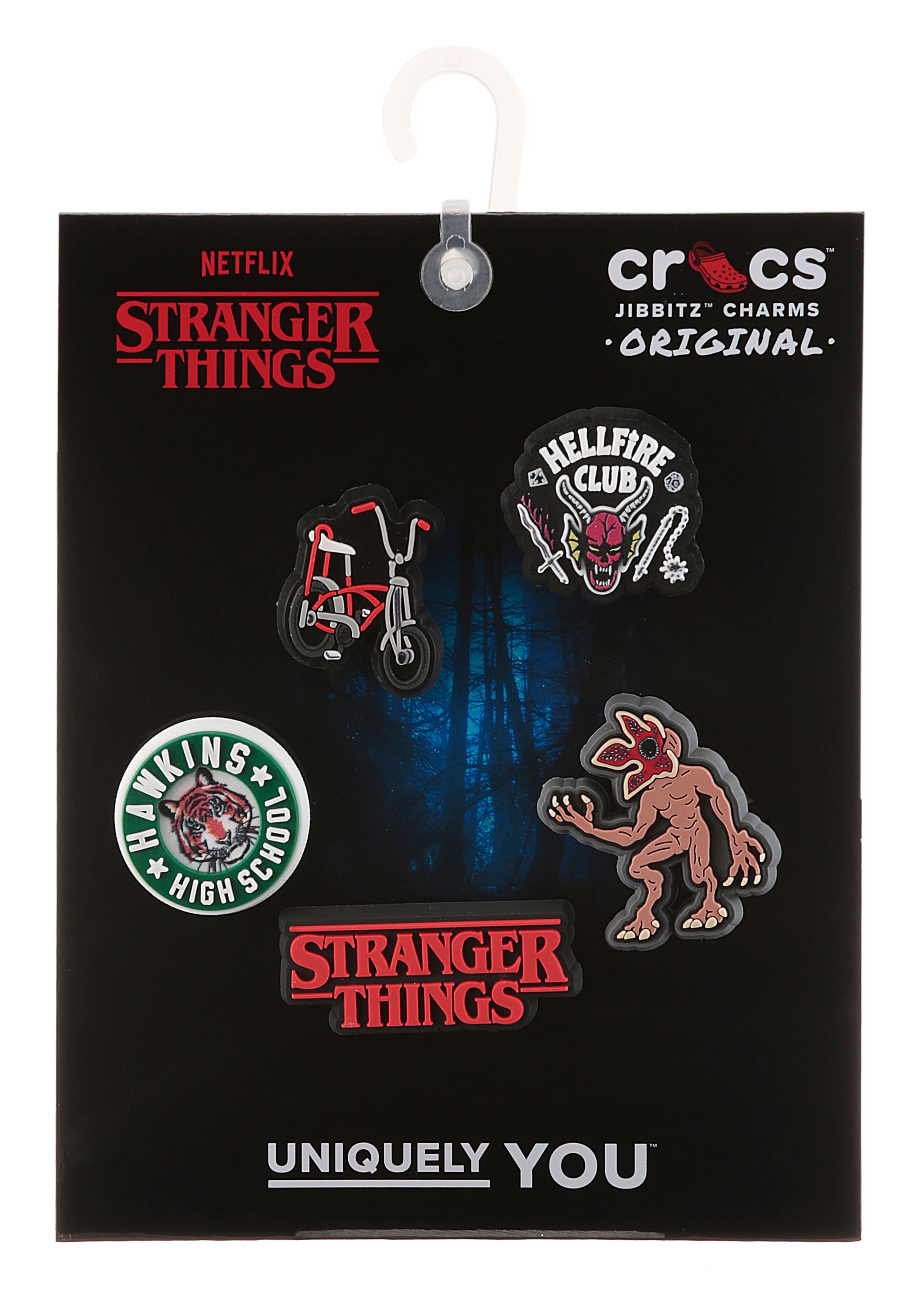 Crocs Schuhanstecker »Jibbitz™ Stranger Things Netflix« Set, Kein Spielzeug. Nicht für Kinder unter 3 Jahren geeignet, 5 Stk. tlg. Netflix Fan Anstecker, Schuh Charms