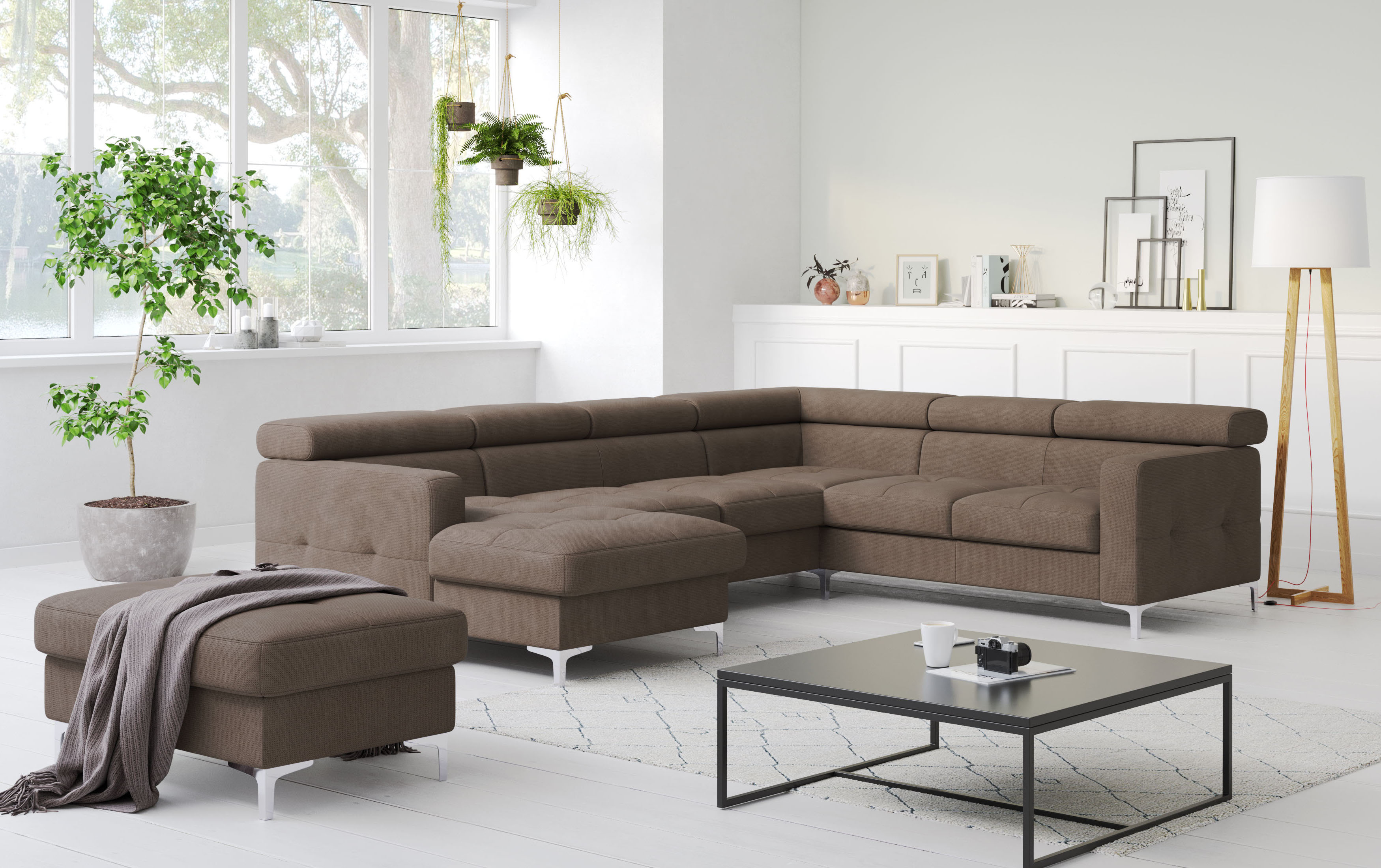 COTTA Wohnlandschaft "Sammy U-Form, B: 304 cm" Kopfteilverstellung, optional Schlaffunktion & Bettkasten