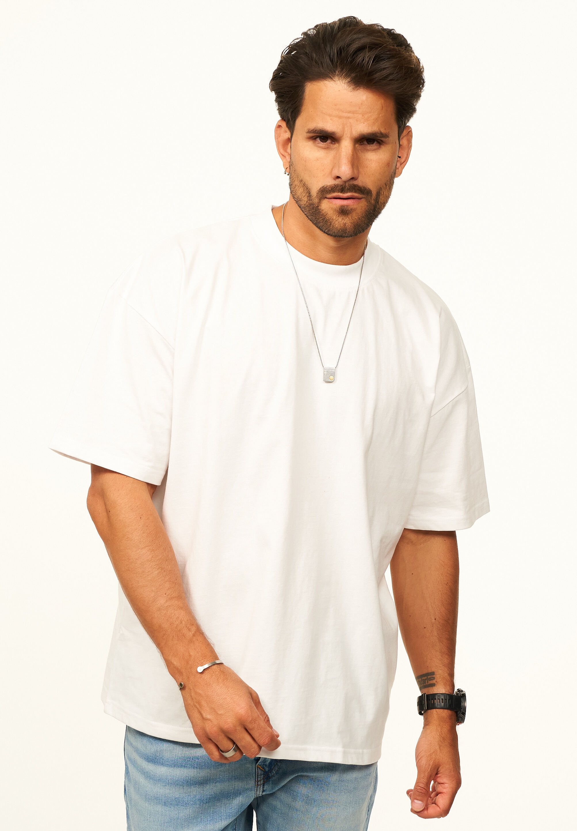 Daily Cotton T-Shirt »Kurzarm Oversize aus 100% Baumwolle mit Rundhalsausschnitt Crew Neck für Herren« Basic Oberteil Crew-Neck kurzärmlig aus 100% Baumwolle für Männer