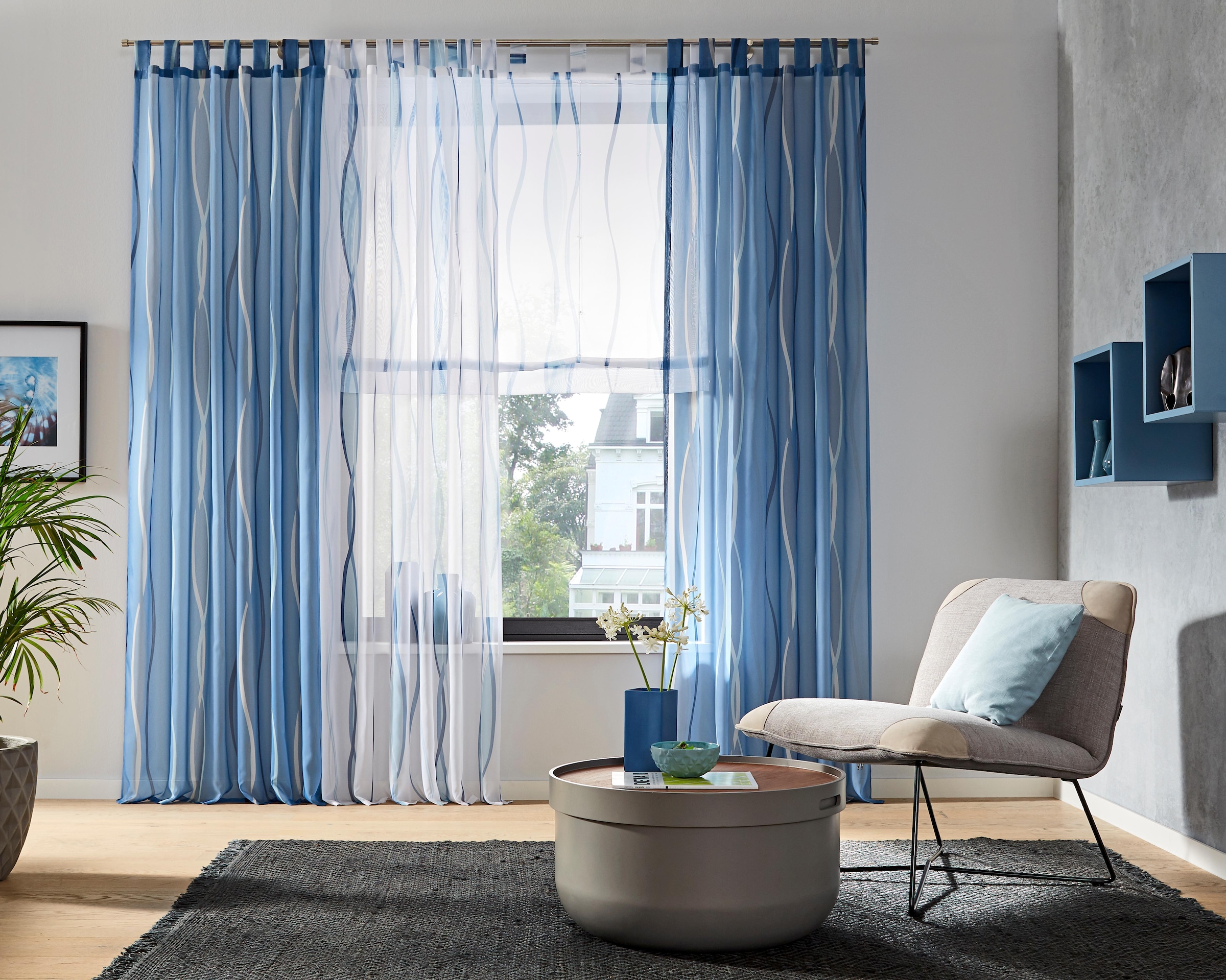 OTTO home Gardine "DIMONA" Schlaufen 2 Stk. tlg. 2-er Set, Voile, Polyester, Wellen