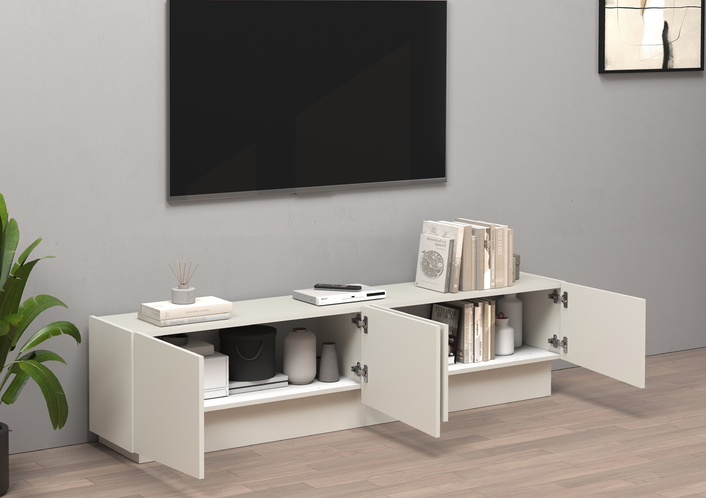 INOSIGN Lowboard »VELA, Lowboard, Breite 180 cm, Design mit schrägen Türen«, (1 St.), Made in Italy, Maße-B/T/H: 180x35x45, Lowboard, TV-Board, TV-Kommode