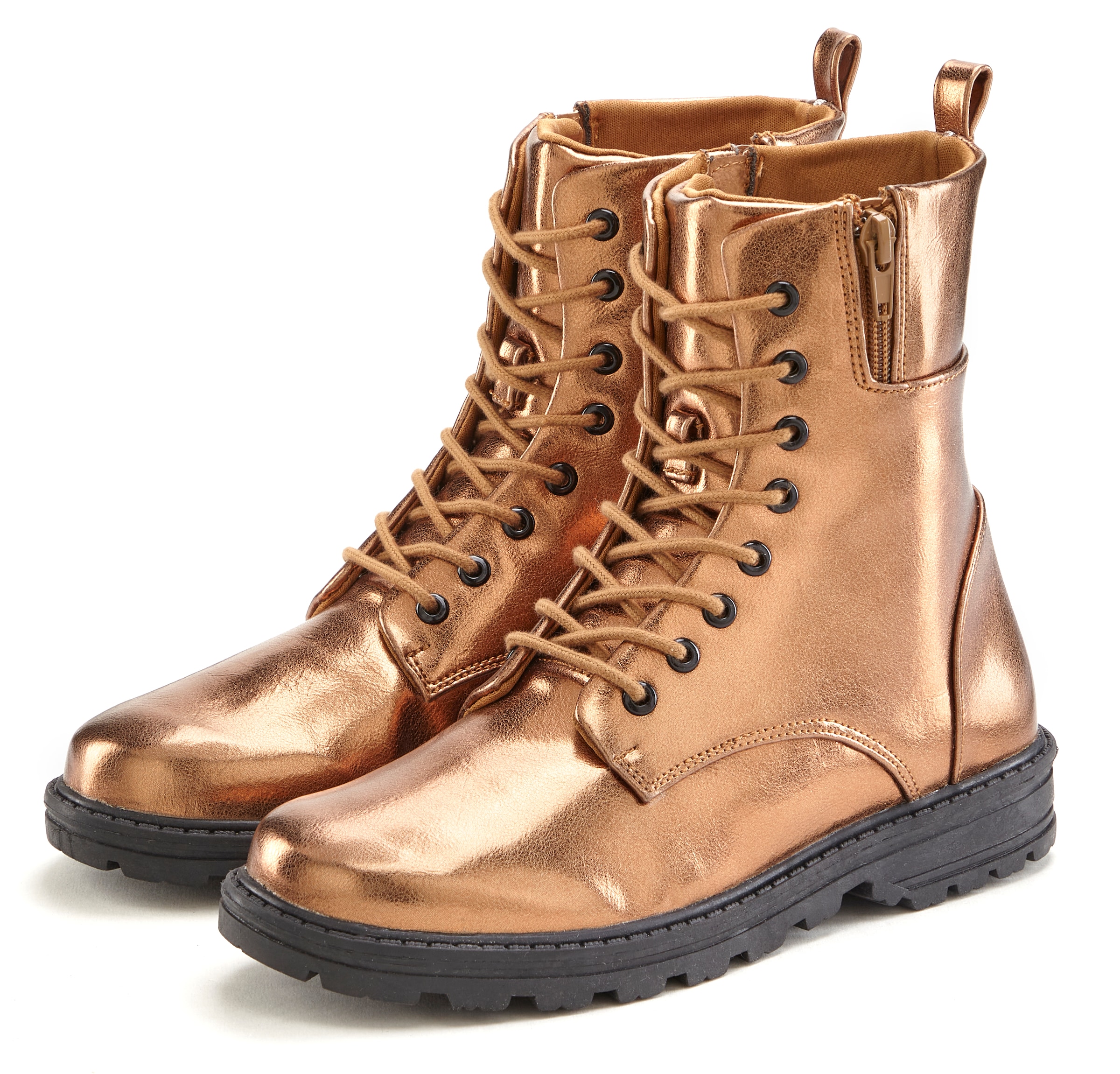 LASCANA Stiefelette "Herbststiefelette, Boots, Stiefel," im angesagten Metallic-Look VEGAN