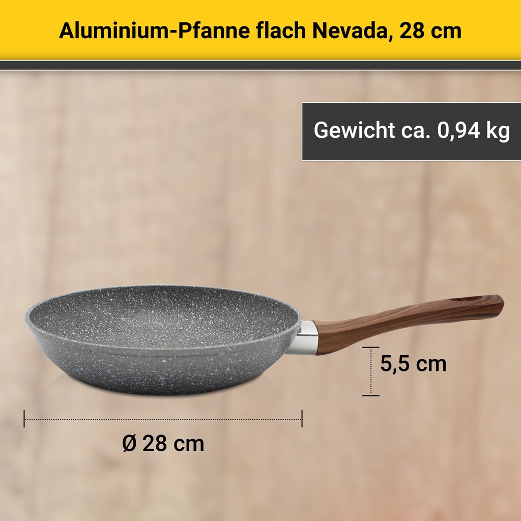 Krüger Bratpfanne »Aluminium Pfanne NEVADA flach«, Aluminium, (1 tlg.), für Induktions-Kochfelder geeignet