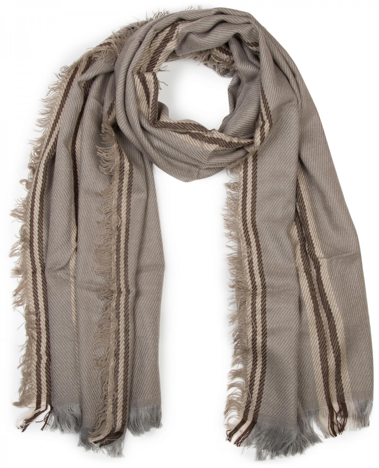 styleBREAKER Strickschal "Breiter XXL Schal mit Fransen und Streifen Muster" 1 Stk.