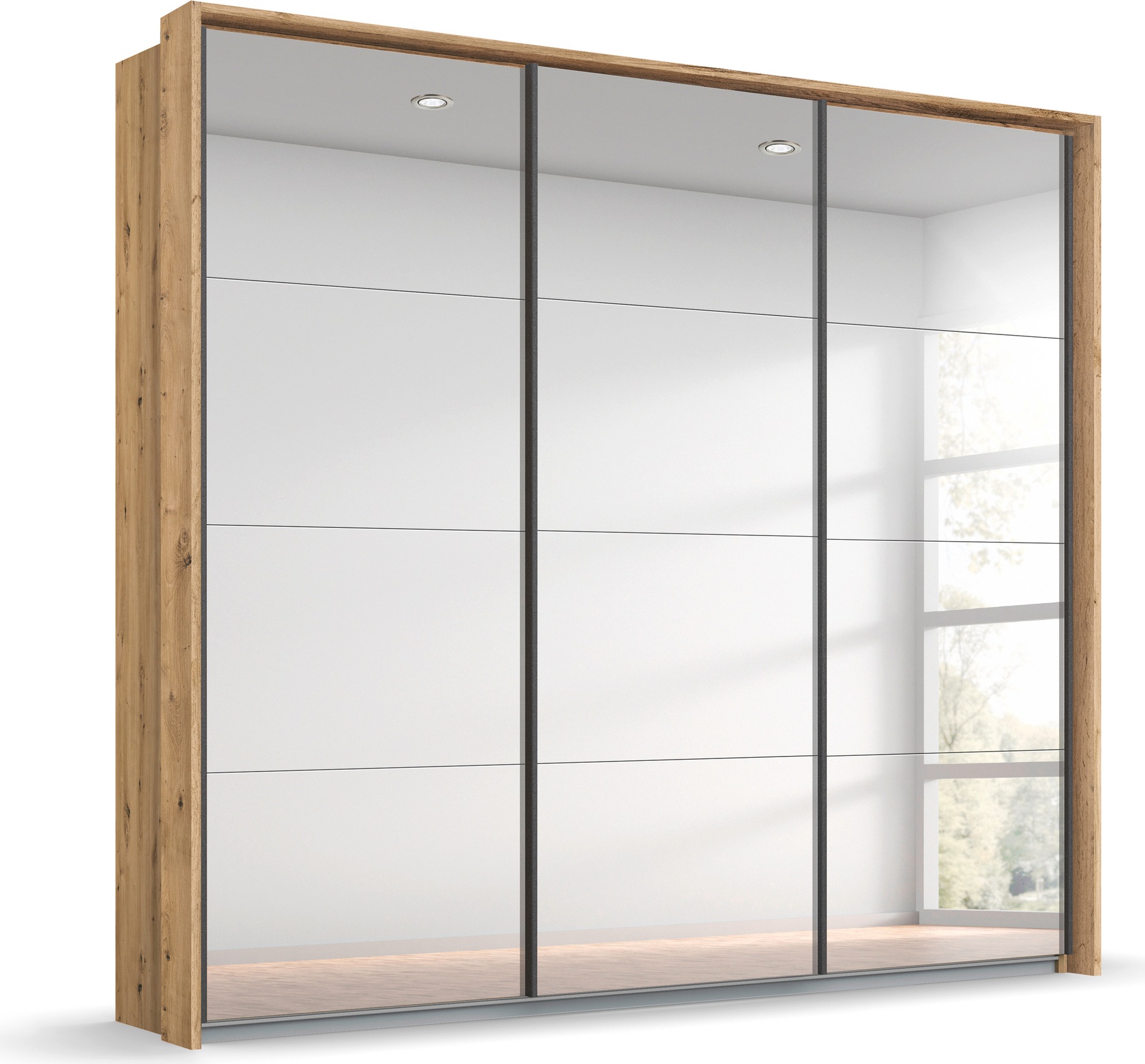 rauch Schwebetürenschrank »Oteli«, mit Spiegelfront und Passepartout optional mit Beleuchtung