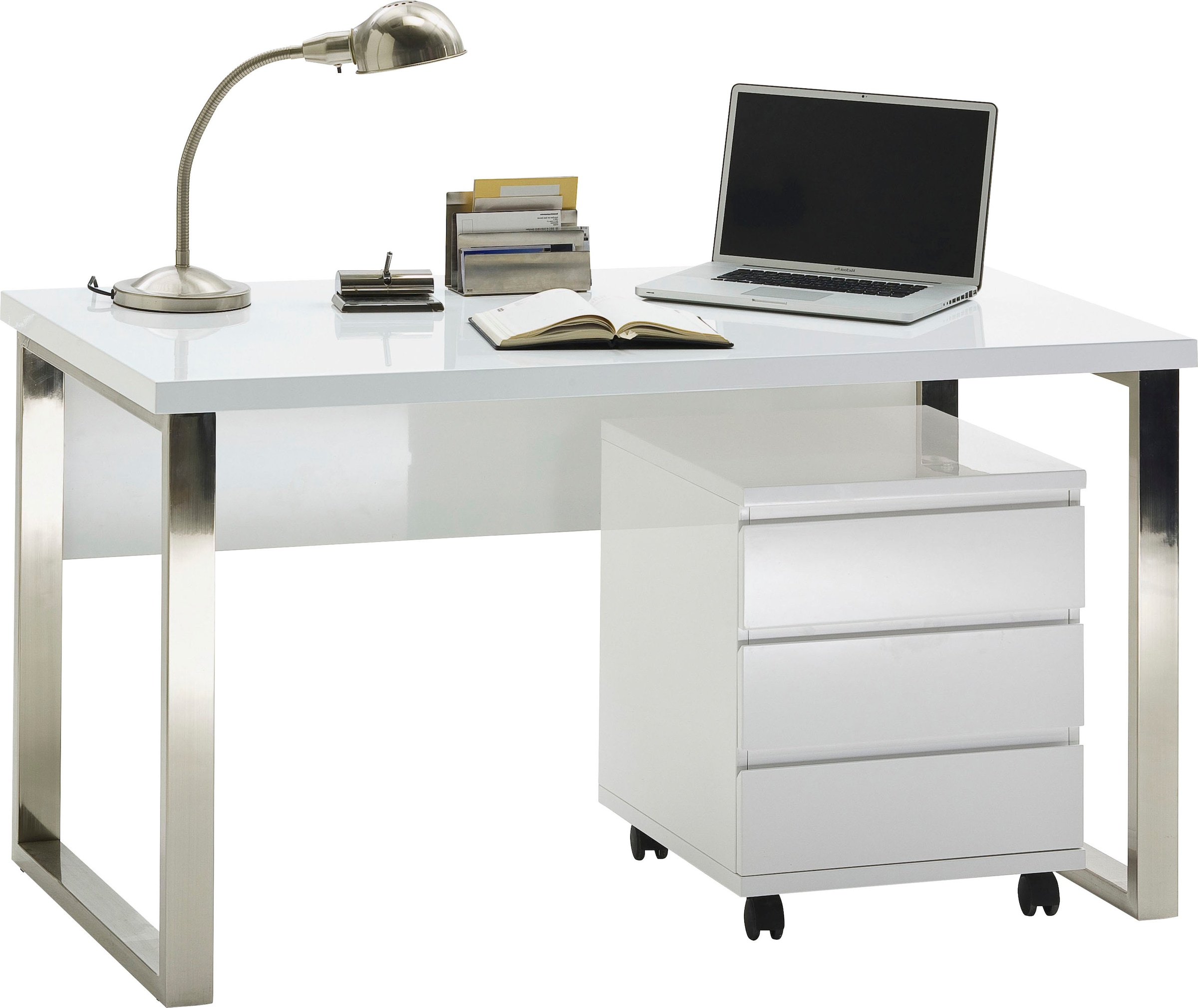 MCA furniture Rollcontainer »RC«, Büroschrank rollbar, weiß hochglanz