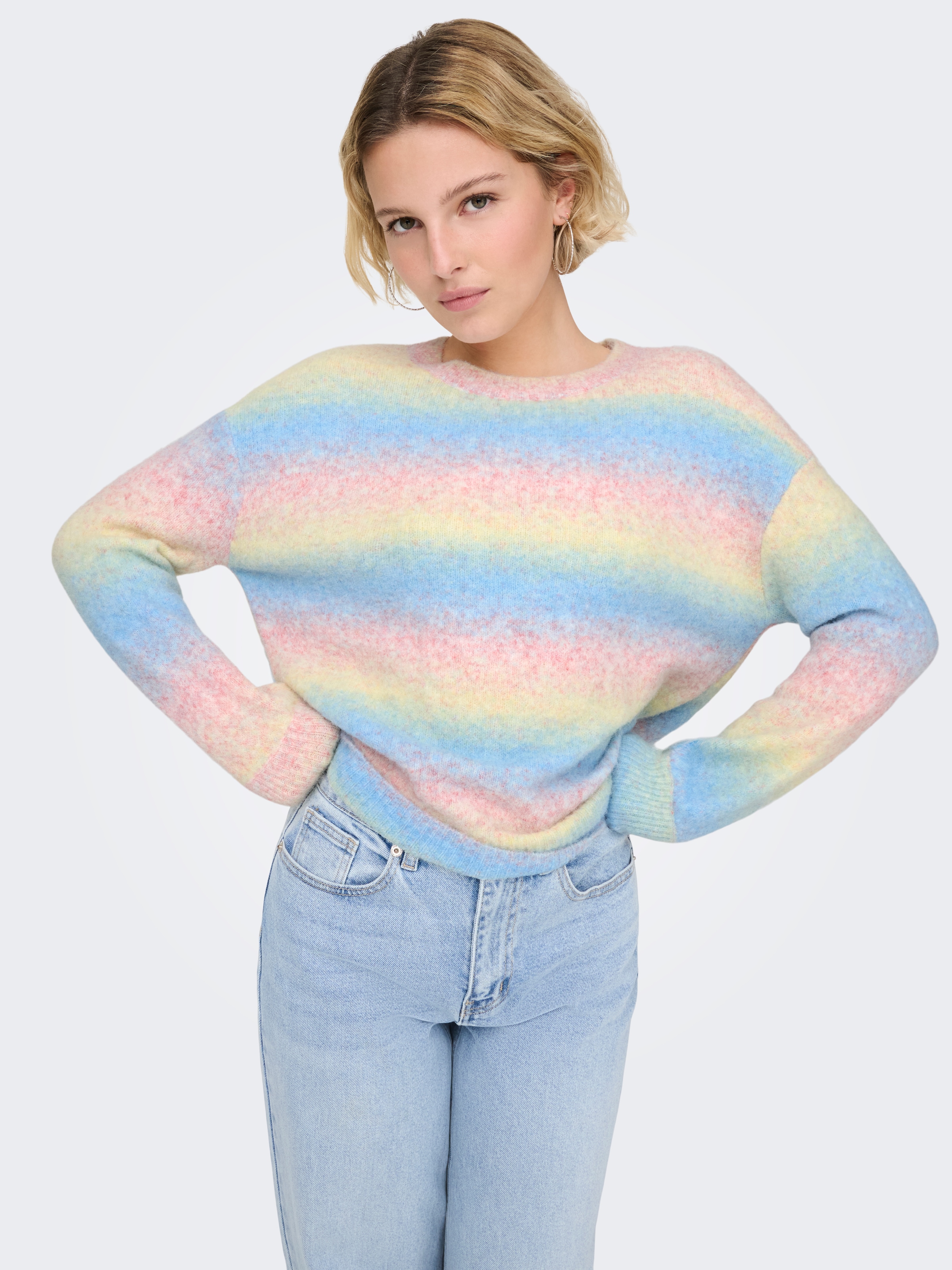 ONLY Strickpullover »ONLFRIDA LS O-NECK EX KNT« multicolor Farbverlauf
