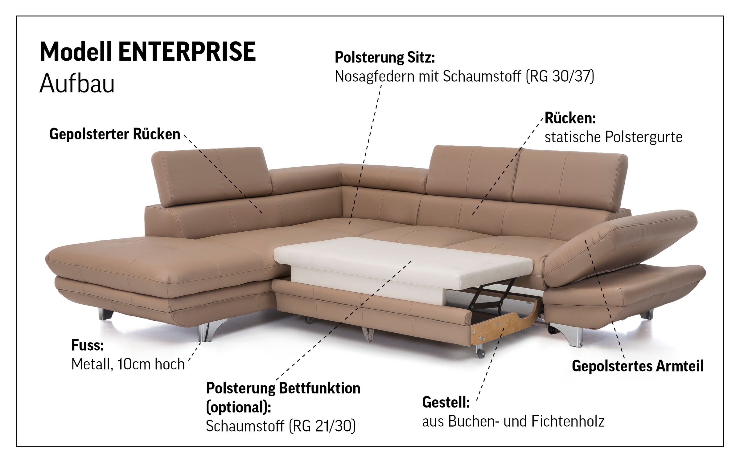 Ecksofa COTTA "Enterprise L-Form", grau (elefant), B:273cm H:72cm T:237cm, Struktur (100% Polyester );Chenille (90% Polyester; 10% Polyamid ), Sofas, Ecksofa, mit Arm- & Kopfteilverstellung, wahlweise mit Bettfunktion 8