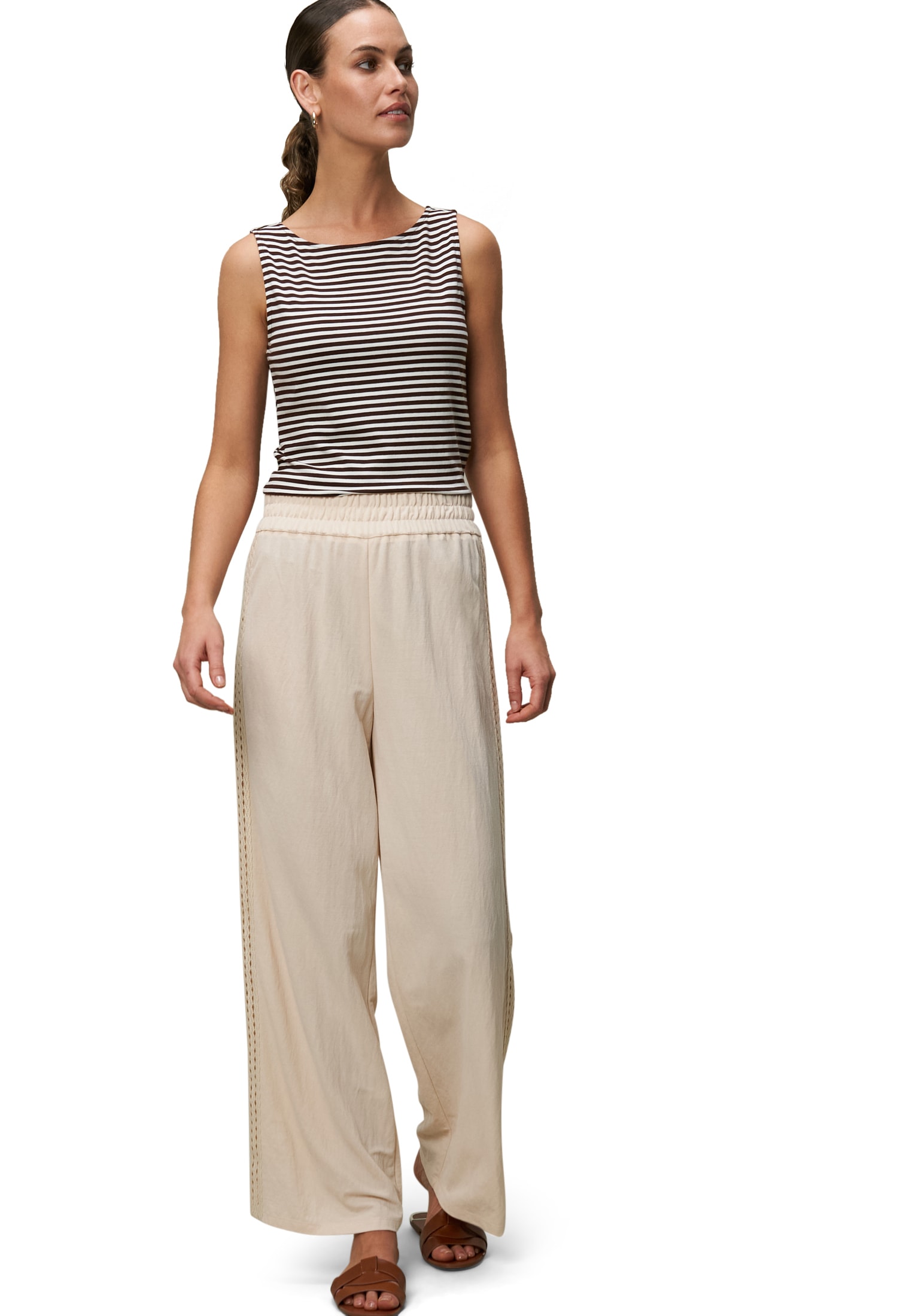 Zero Stoffhose »zero Hose weites Bein Ajourbordüre 28 Inch«, Lochmuster