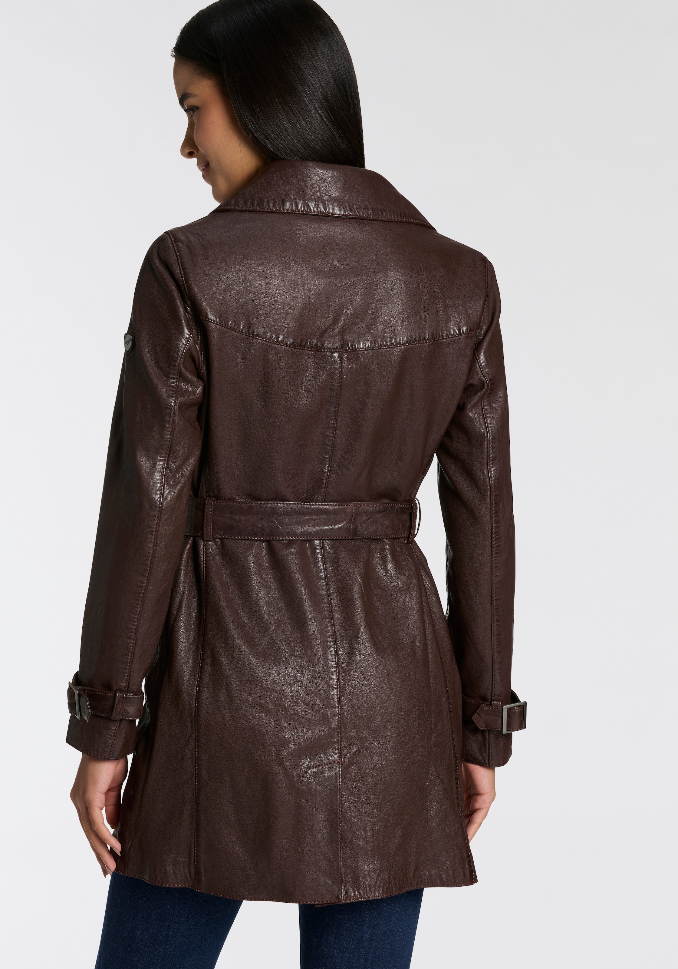 Mauritius Ledermantel »GWTaresa«, (2 tlg., mit Bindegürtel), Leder-Trenchcoat mit Bindegürtel