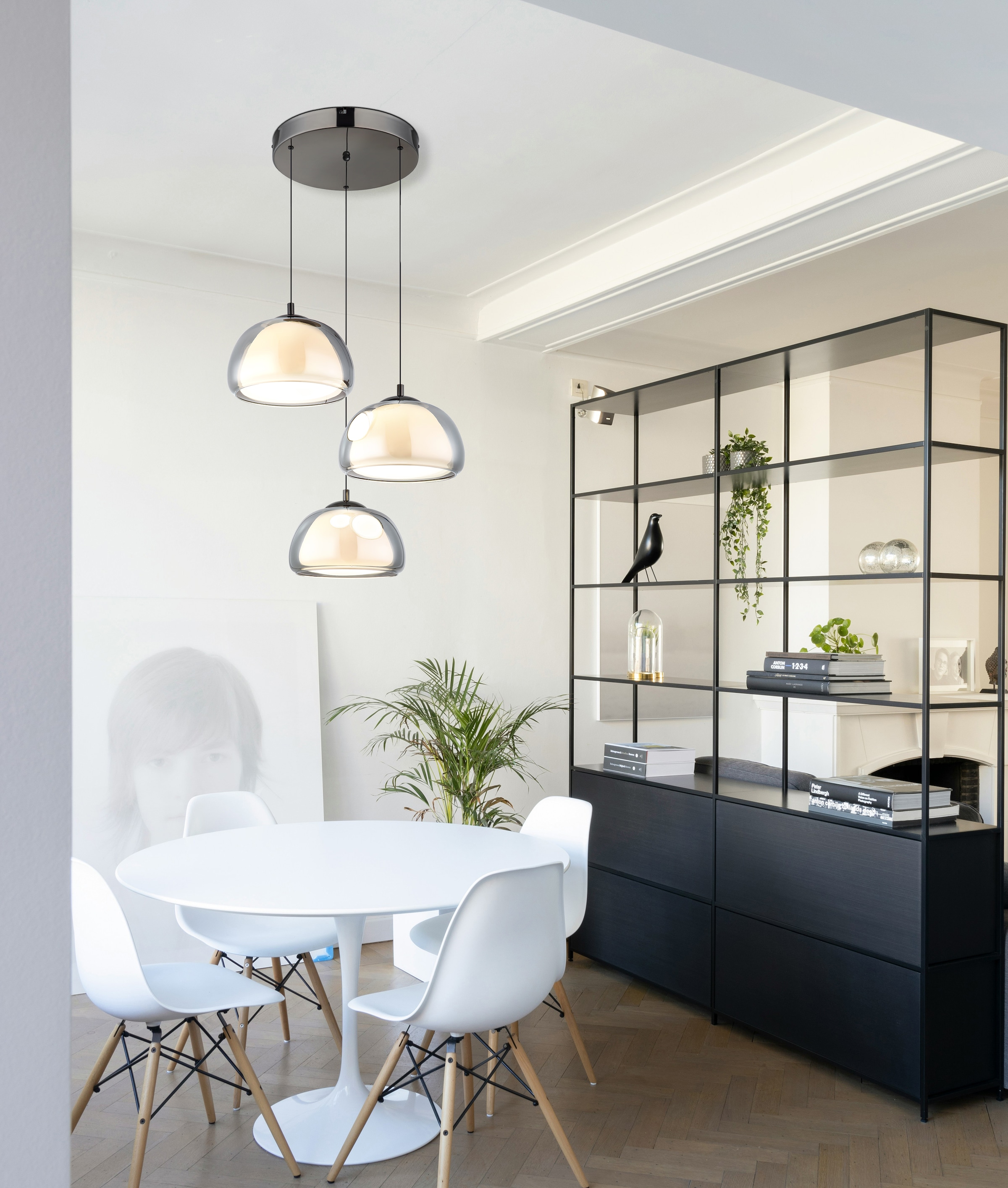 GLOBO LIGHTING Hängeleuchte »AVILA« LED-Modul 1 Stk. Dimmbarer Hängeleuchte schwarz-chrom mit Fernbedienung, smart