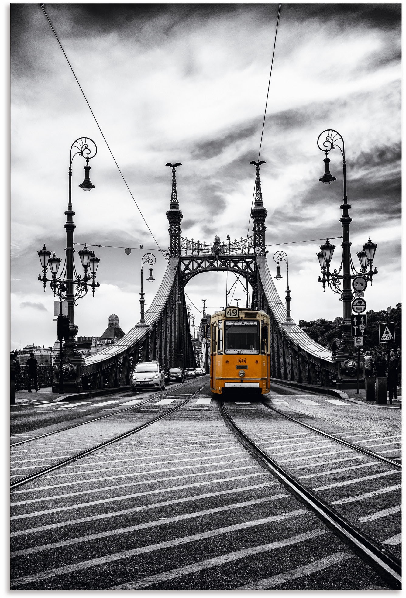 Alu-Dibond-Druck »Budapest Freiheitsbrücke Straßenbahn«, Zugbilder, (1 St.), für...