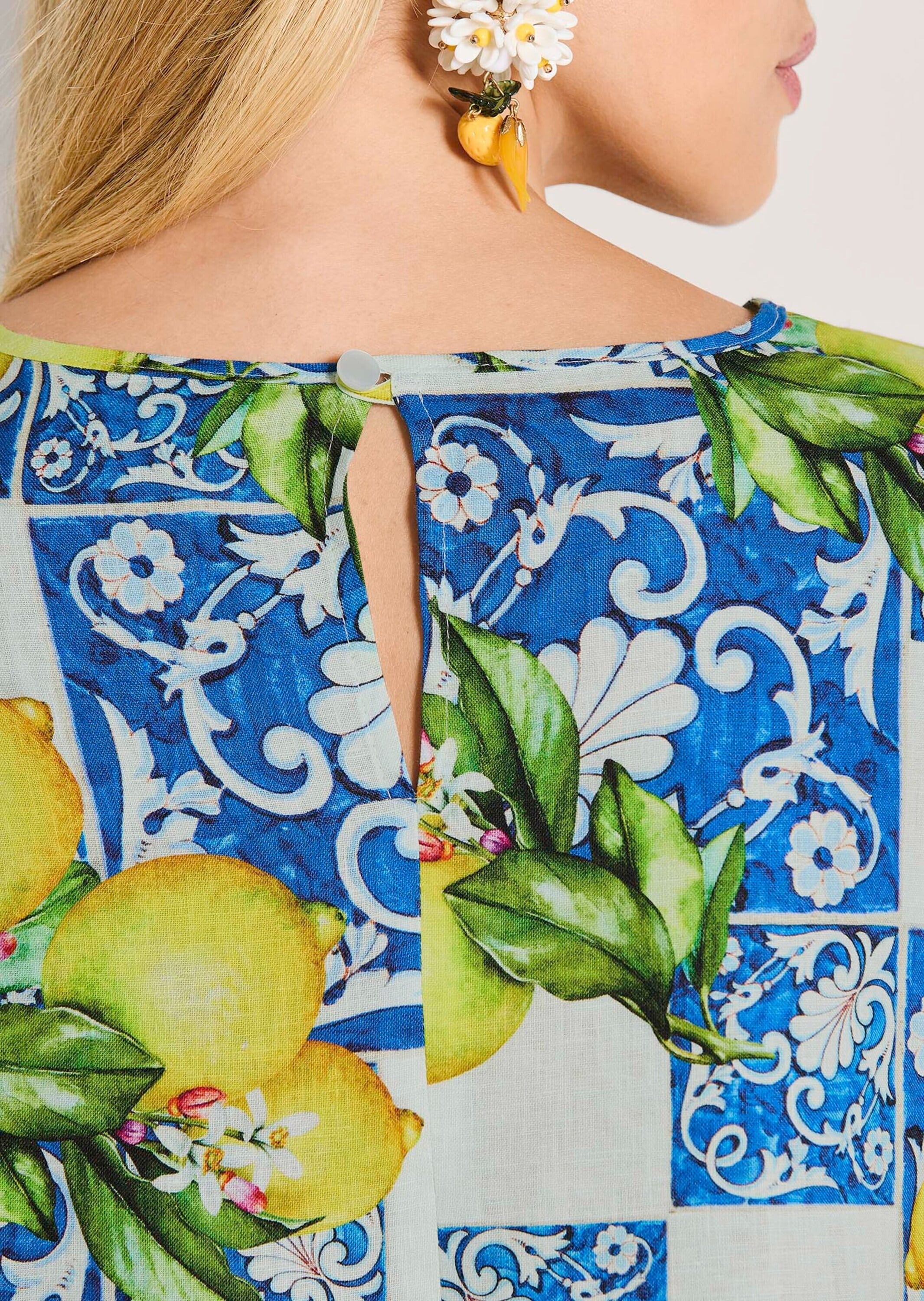 MADELEINE Kurzarmbluse »Blusenshirt Sommerbluse mit mediterranem Print«