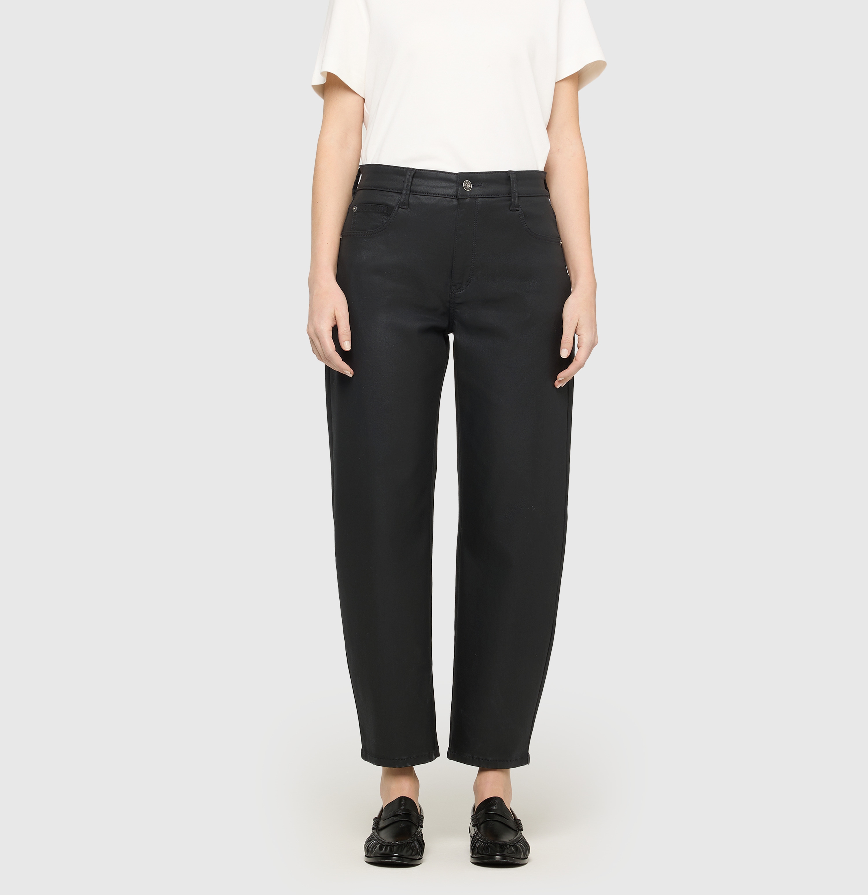 MAC Lederimitathose "Danny 2.3 coated" Loose Fit, Barrel Leg, O-Shape