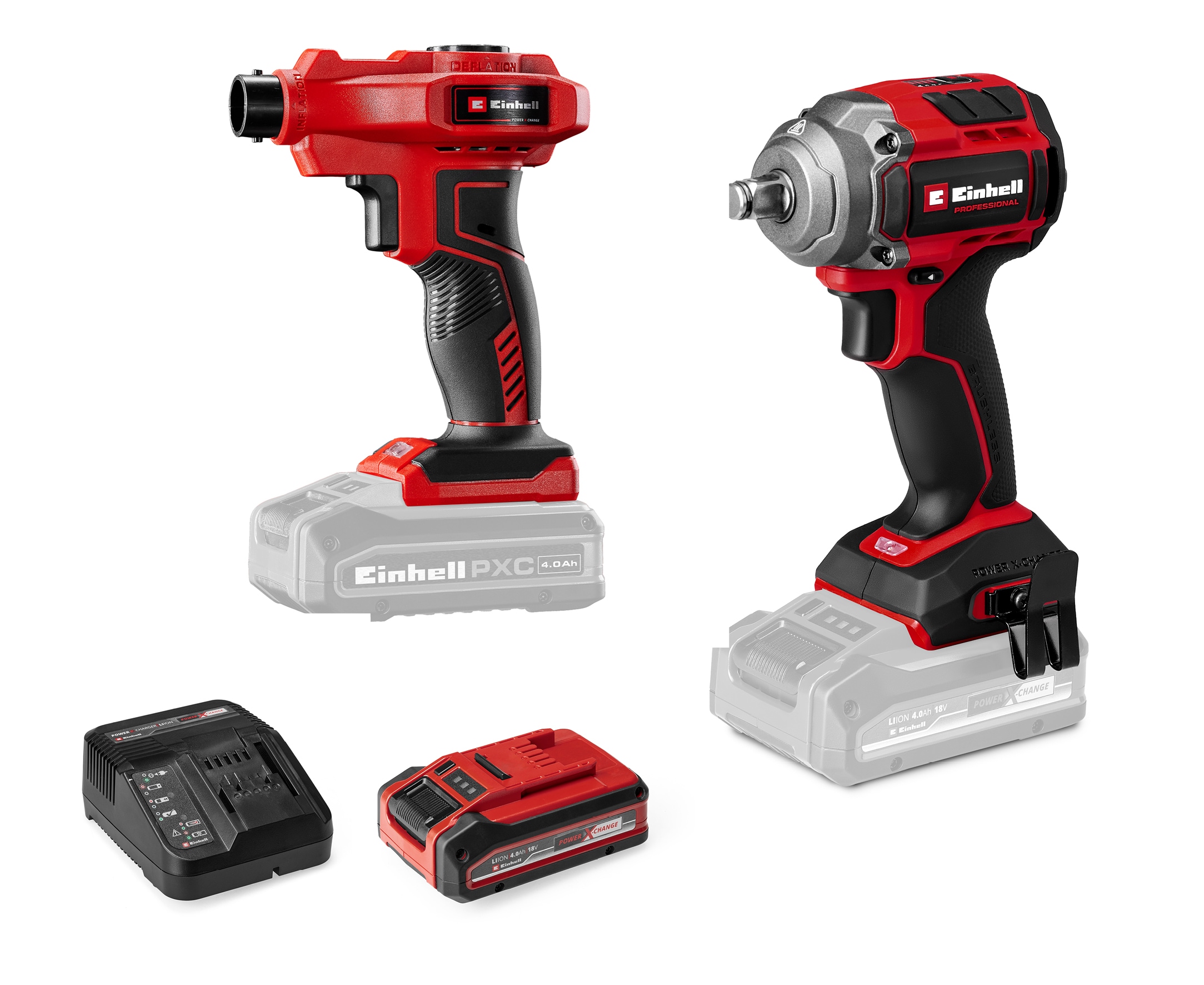 EINHELL Akku-Schlagschrauber "PROFESSIONAL Maschinen-Set TP-CW 18/350-C + CE-CC 18 Kit", schwarz, Schrauber, Inkl. Akku und Ladegerät