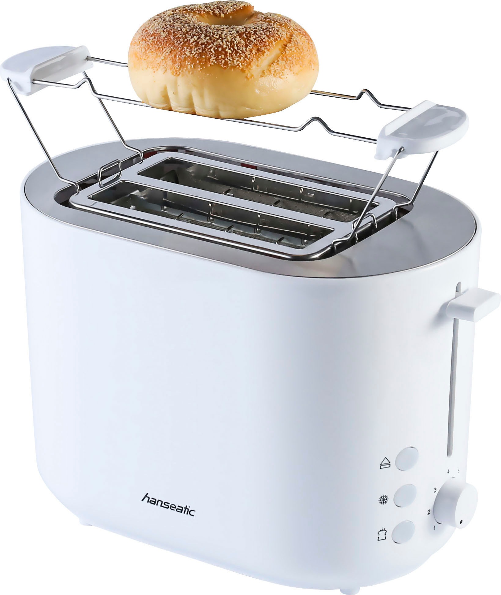 Thumbnail - Hanseatic Toaster "HT2850WD" 2 kurze Schlitze für 2 Scheiben 850 W mit Brötchenaufsatz