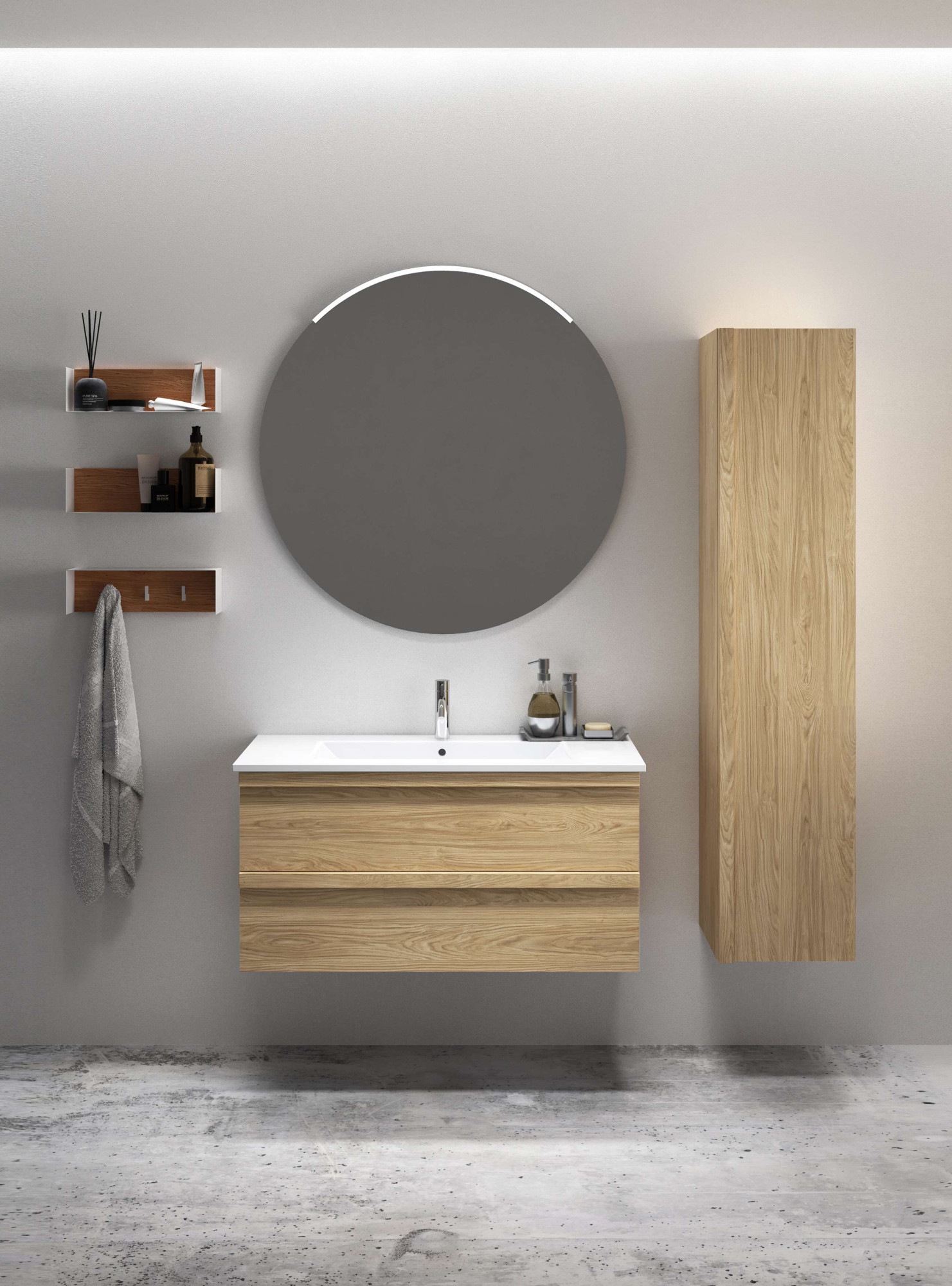 welltime Hochschrank »Pure Badezimmerschrank«, Breite 35 cm, Höhe 160 cm, mit Soft-Close-Funktion, FSC® zertifiziert